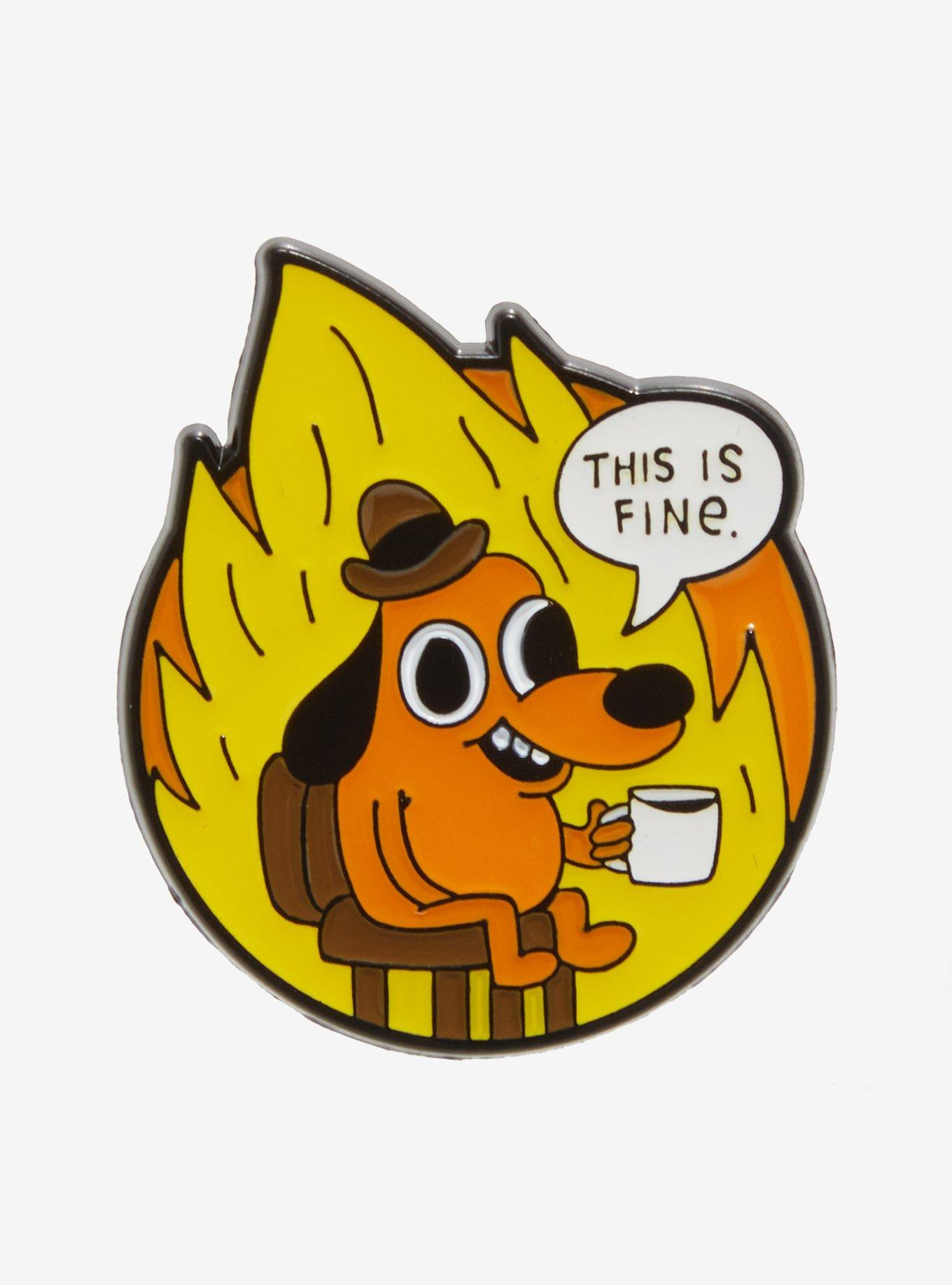 This Is Fine Dog Enamel Pin By KC Green, , hi-res