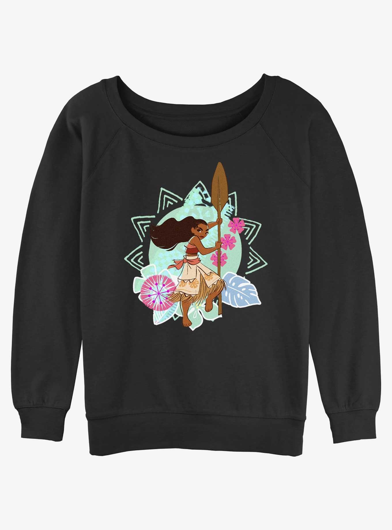 Disney Moana Flowers And Sun Girls Slouchy Sweatshirt