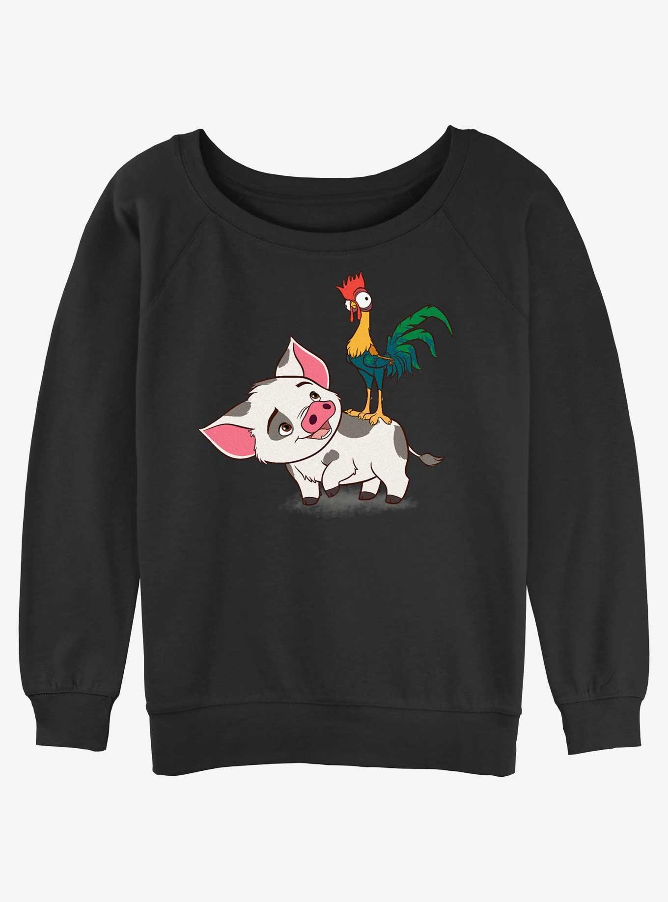 Disney Moana Hei Hei Pua Girls Slouchy Sweatshirt, BLACK, hi-res