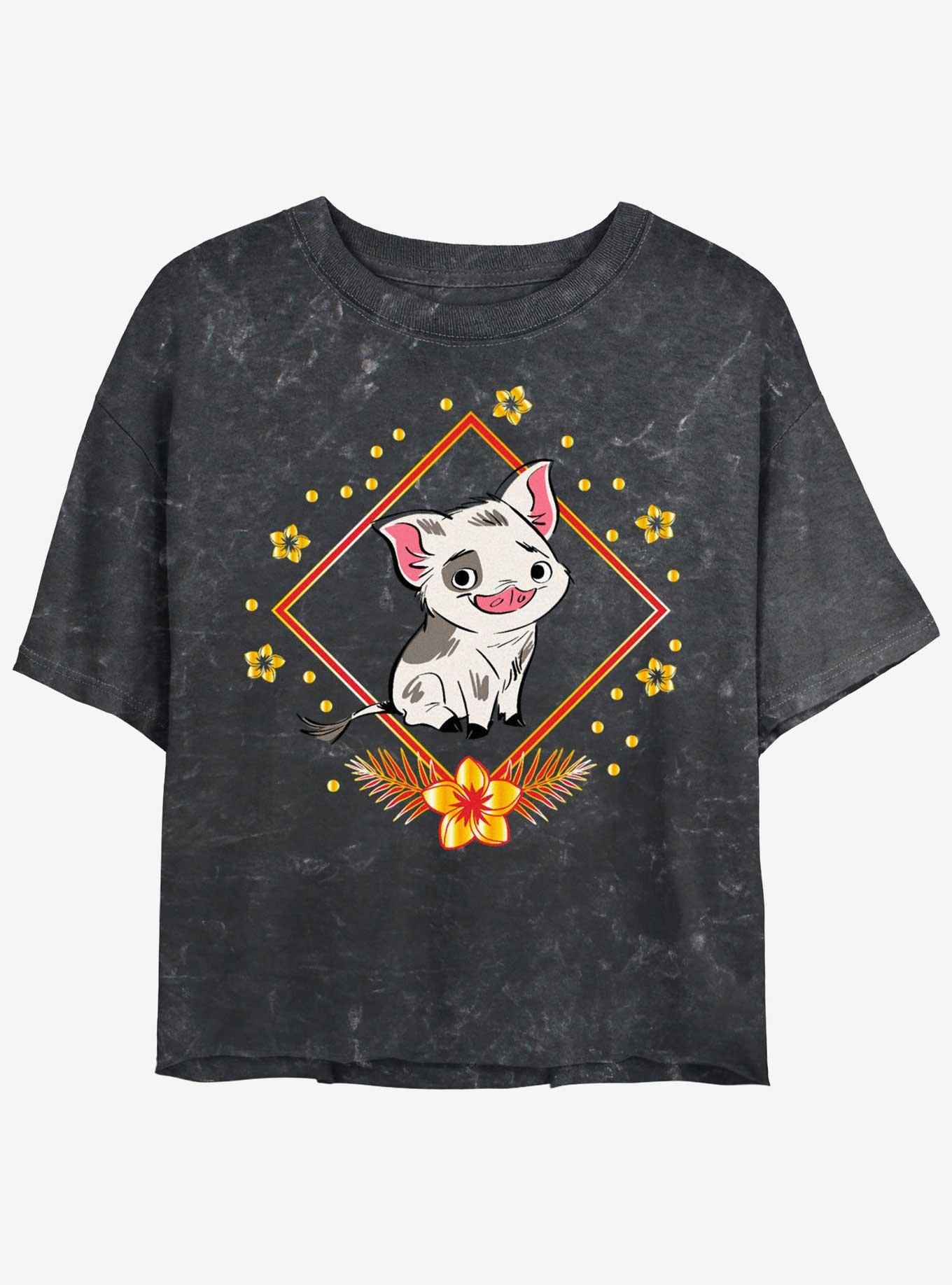 Disney Moana Pua Chinese New Year Girls Mineral Wash Crop T-Shirt