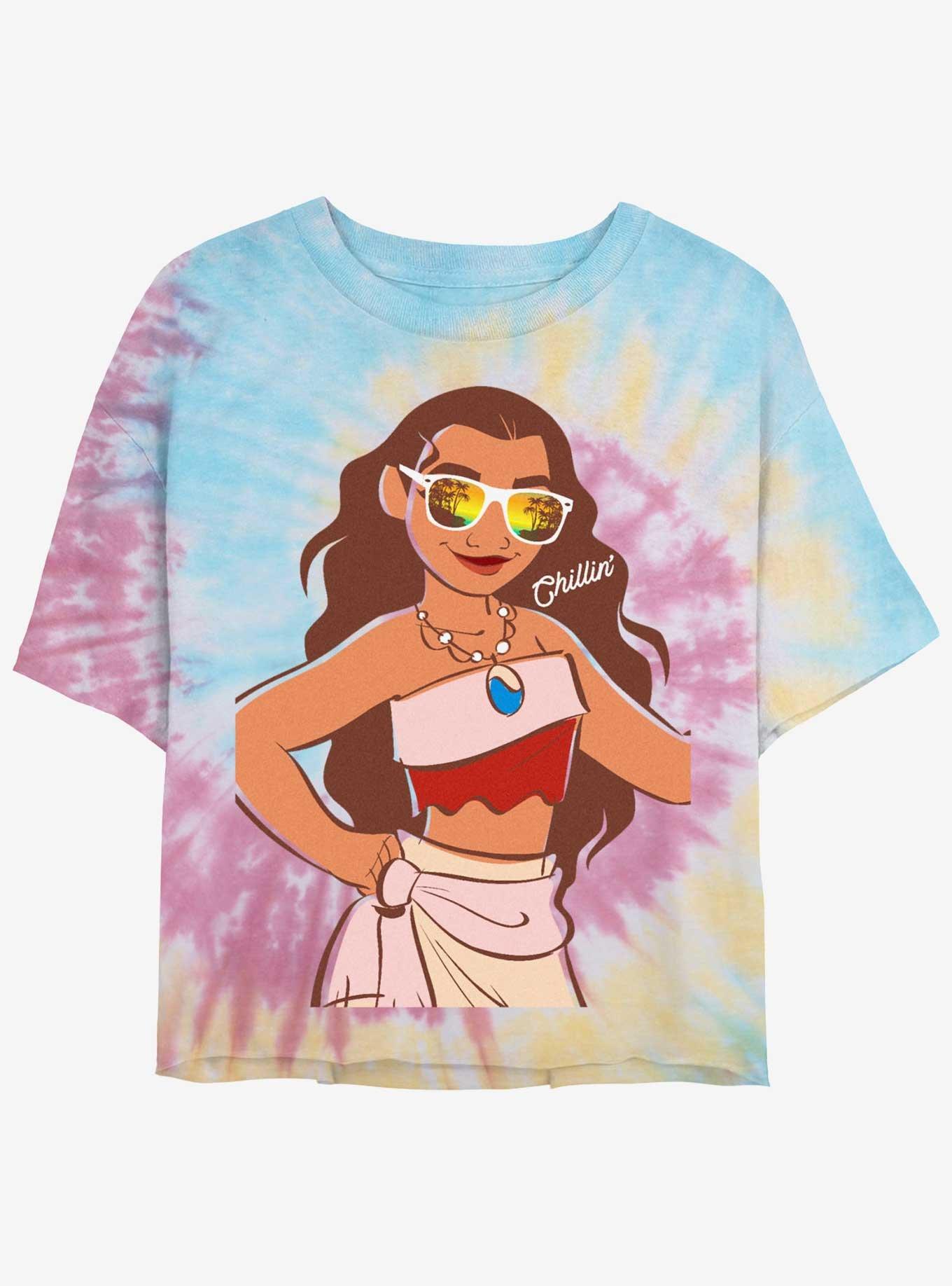 Disney Moana Beach Chillin Girls Tie-Dye Crop T-Shirt, , hi-res