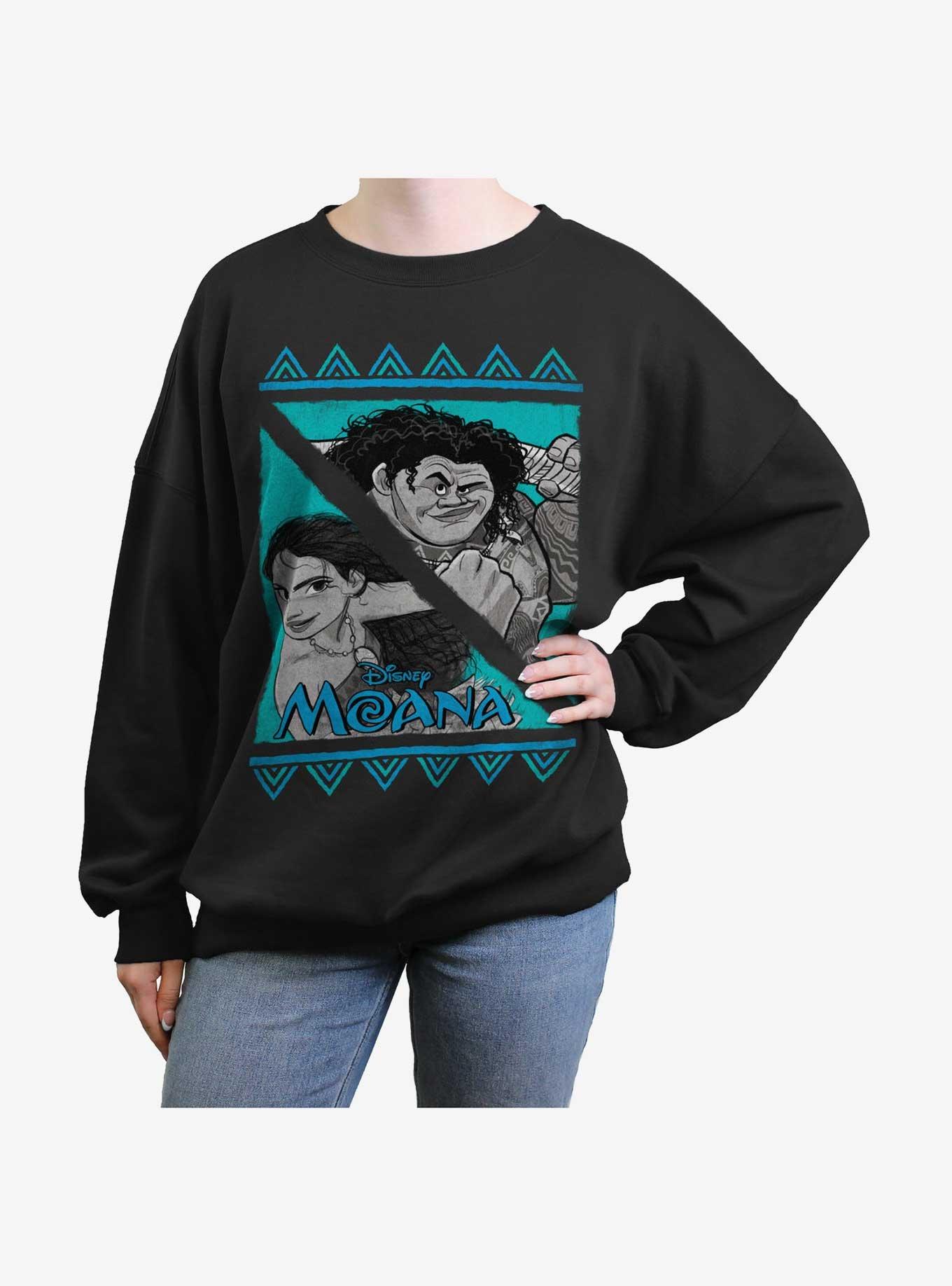 Disney Moana And Maui Pose Girls Oversized Sweatshirt