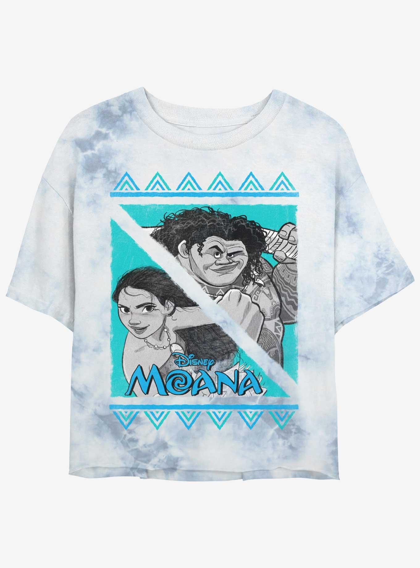 Disney Moana And Maui Pose Girls Tie-Dye Crop T-Shirt, , hi-res