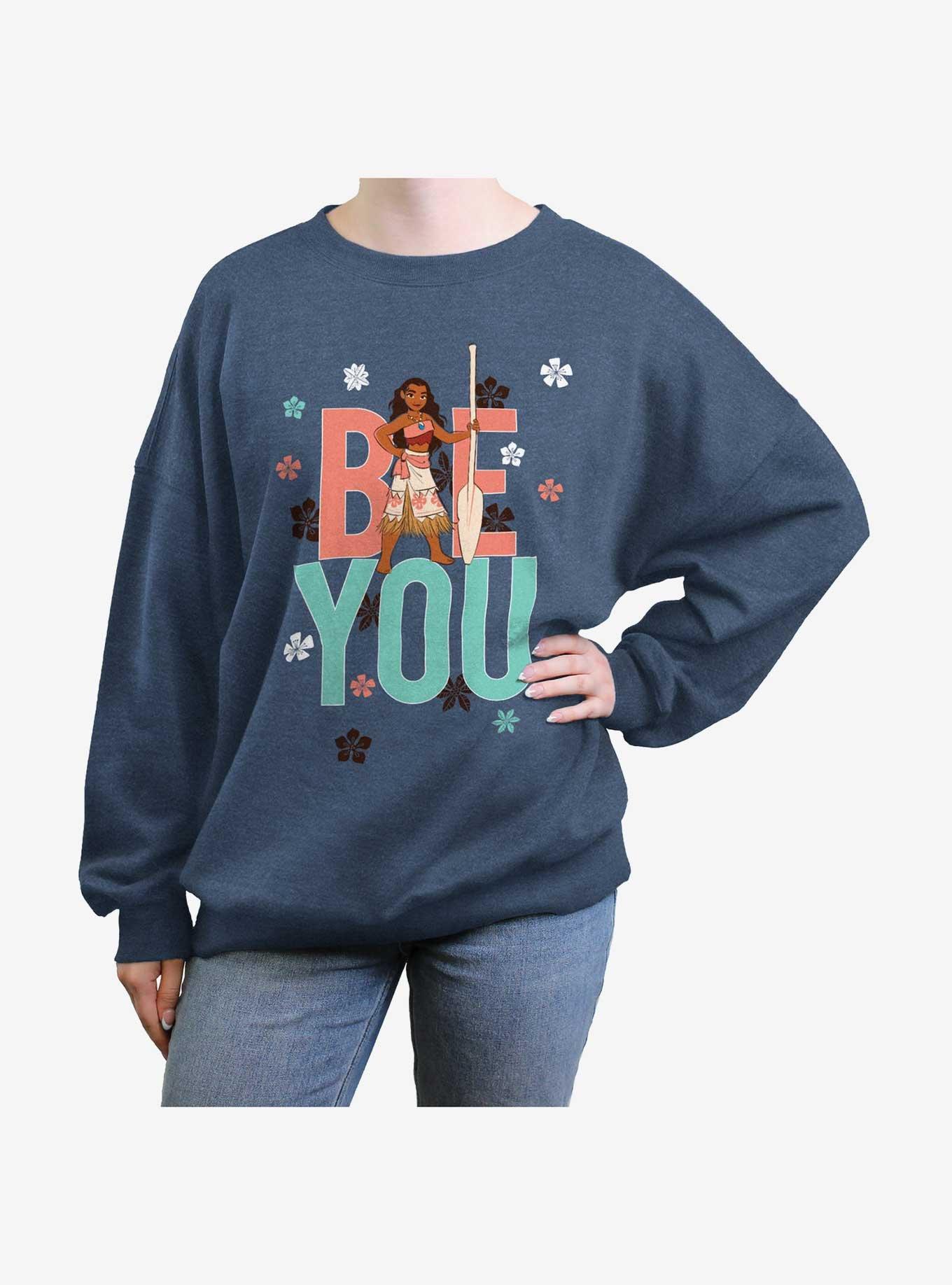 Disney Moana Be You Girls Oversized Sweatshirt, BLUEHTR, hi-res