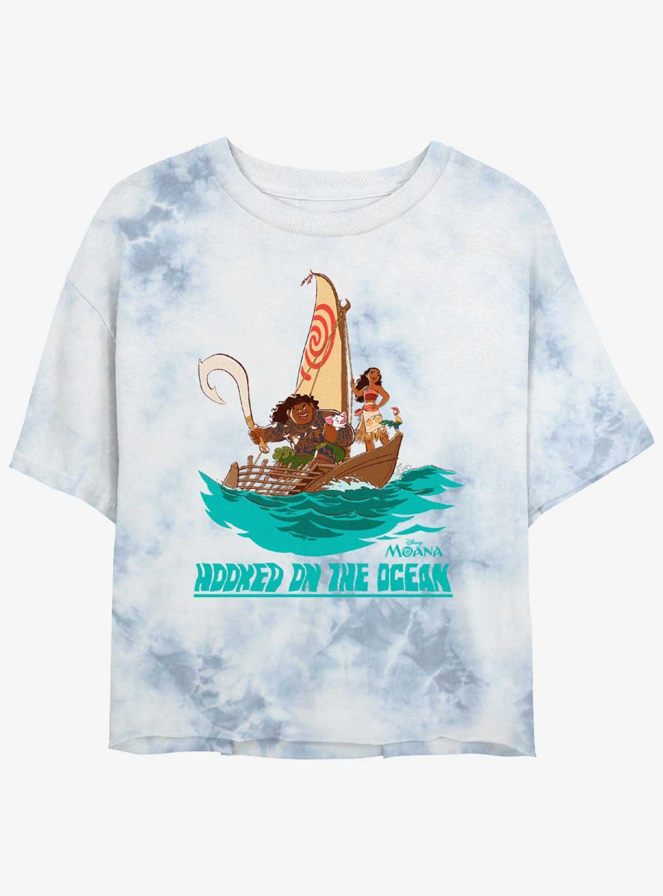 Disney Moana Hooked On The Ocean Girls Tie-Dye Crop T-Shirt