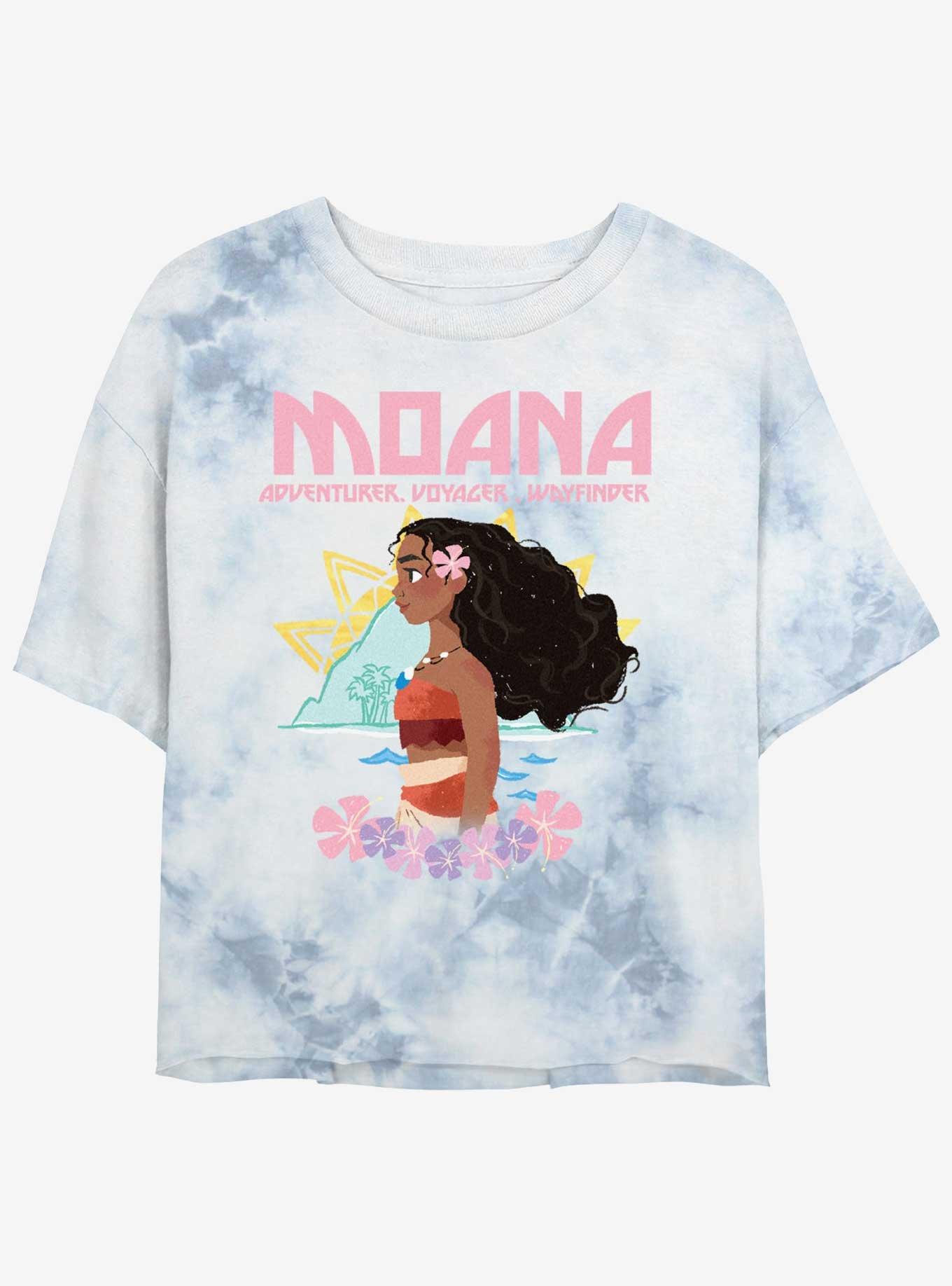 Disney Moana Voyager And Adventurer Girls Tie-Dye Crop T-Shirt, WHITEBLUE, hi-res