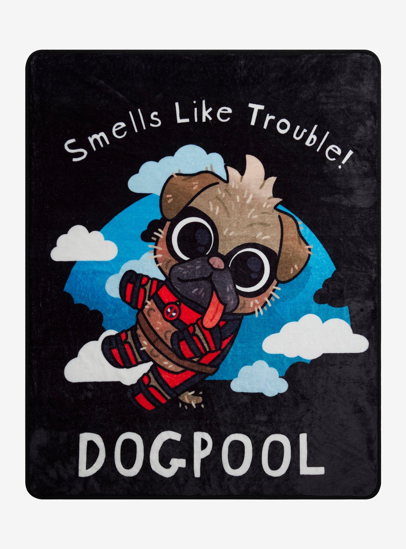 Marvel Deadpool Dogpool Smells Like Trouble Fleece Throw, , hi-res