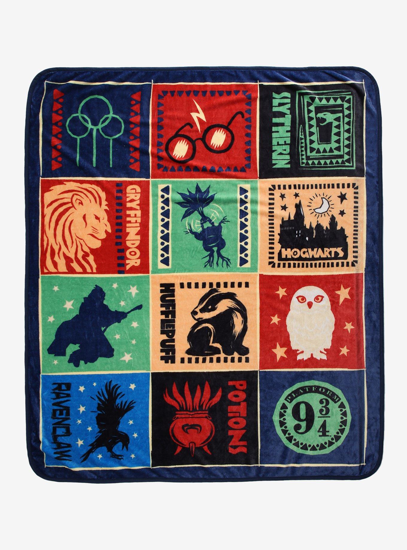 Harry Potter Icons Grid Fleece Throw - BoxLunch Exclusive, , hi-res