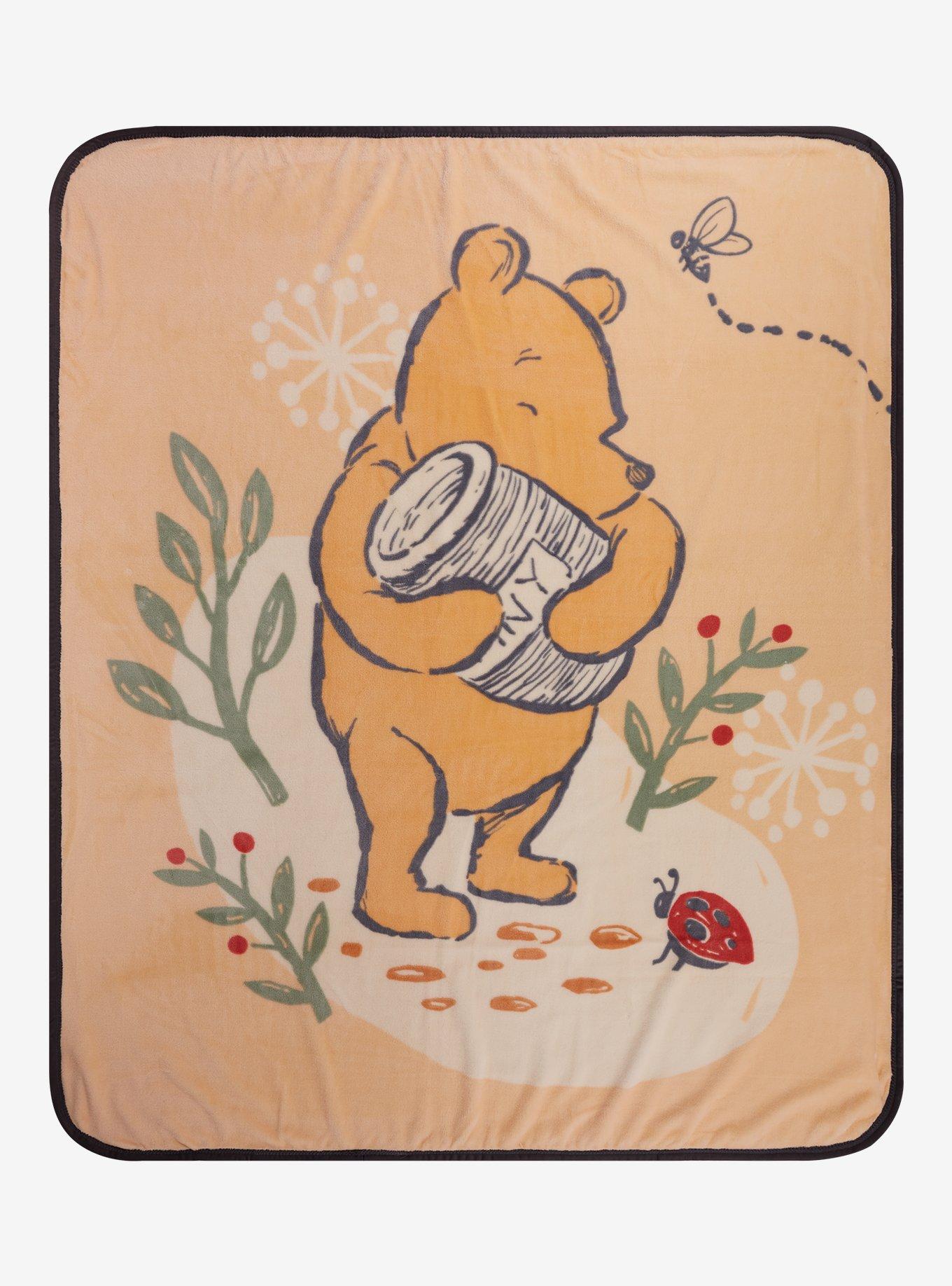 Disney Winnie the Pooh Vintage Pooh Bear Floral Fleece Throw - BoxLunch Exclusive