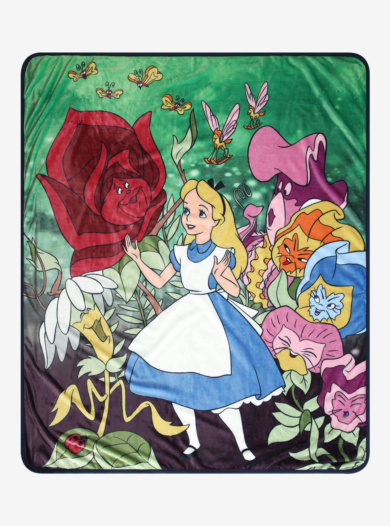 Disney Alice in Wonderland Alice & Talking Flowers Fleece Throw - BoxLunch Exclusive, , hi-res