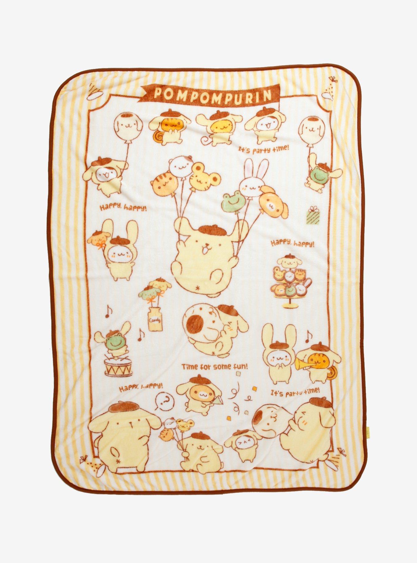 Sanrio Pompompurin Party Fleece Throw — BoxLunch Exclusive, , hi-res