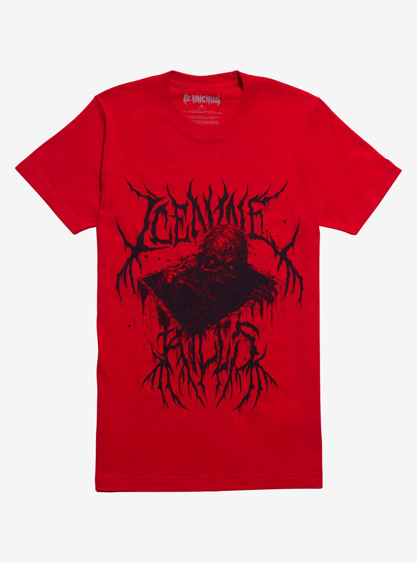 Ice Nine Kills Ex-Mortis Two-Sided Boyfriend Fit Girls T-Shirt, RED, hi-res