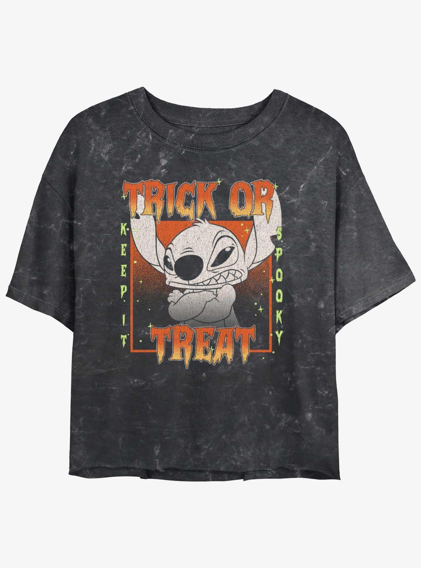 Disney Lilo & Stitch Stay Spooky Girls Mineral Wash Crop T-Shirt, , hi-res