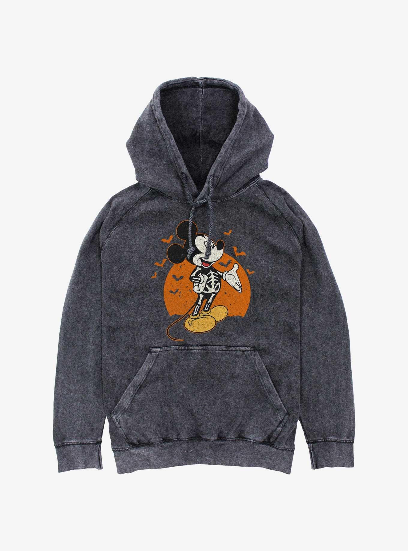 Disney Mickey Mouse Skeleton Moon Mineral Wash Hoodie