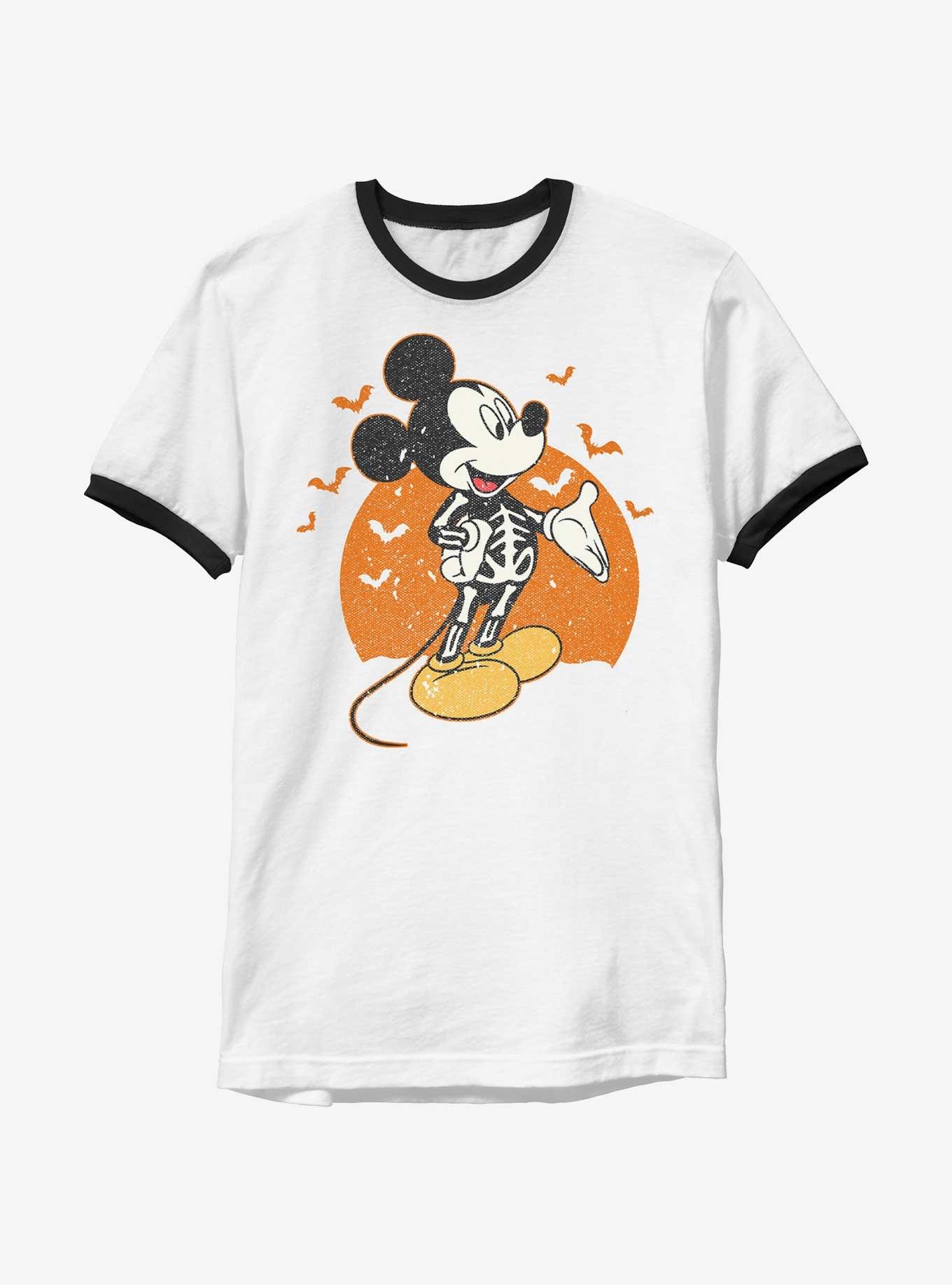 Disney Mickey Mouse Skeleton Moon Ringer T-Shirt