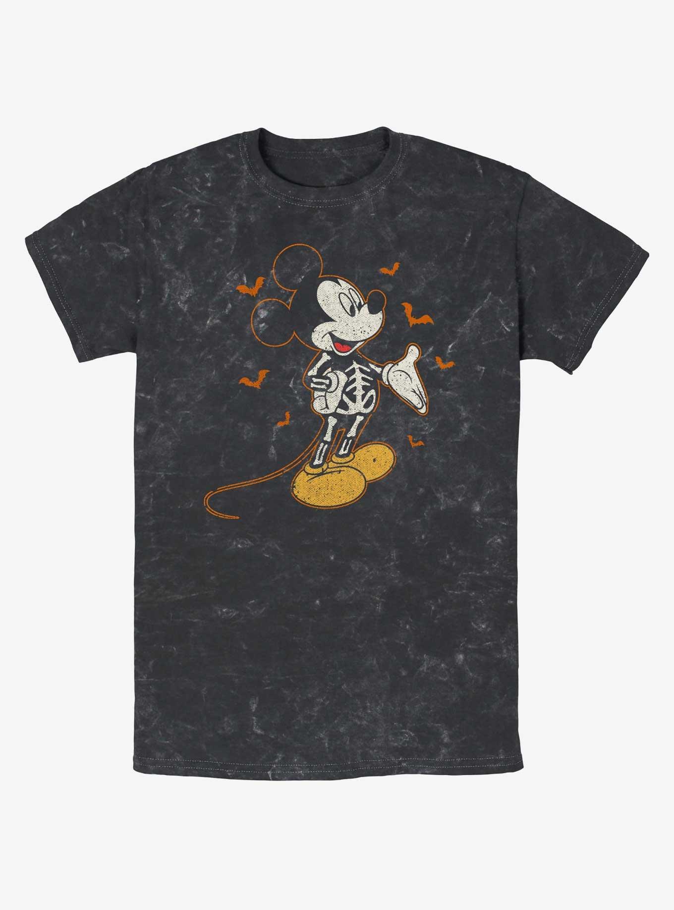 Disney Mickey Mouse Skeleton Bats Mineral Wash T-Shirt