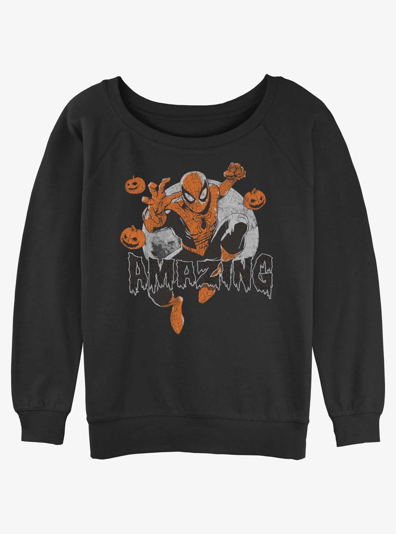 Marvel Spider-Man Amazing Pumpkins Girls Slouchy Sweatshirt, , hi-res