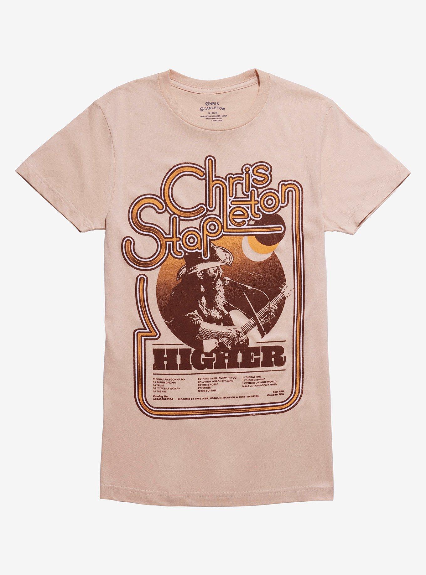 Chris Stapleton Higher Tracklist Boyfriend Fit Girls T-Shirt, SAND, hi-res