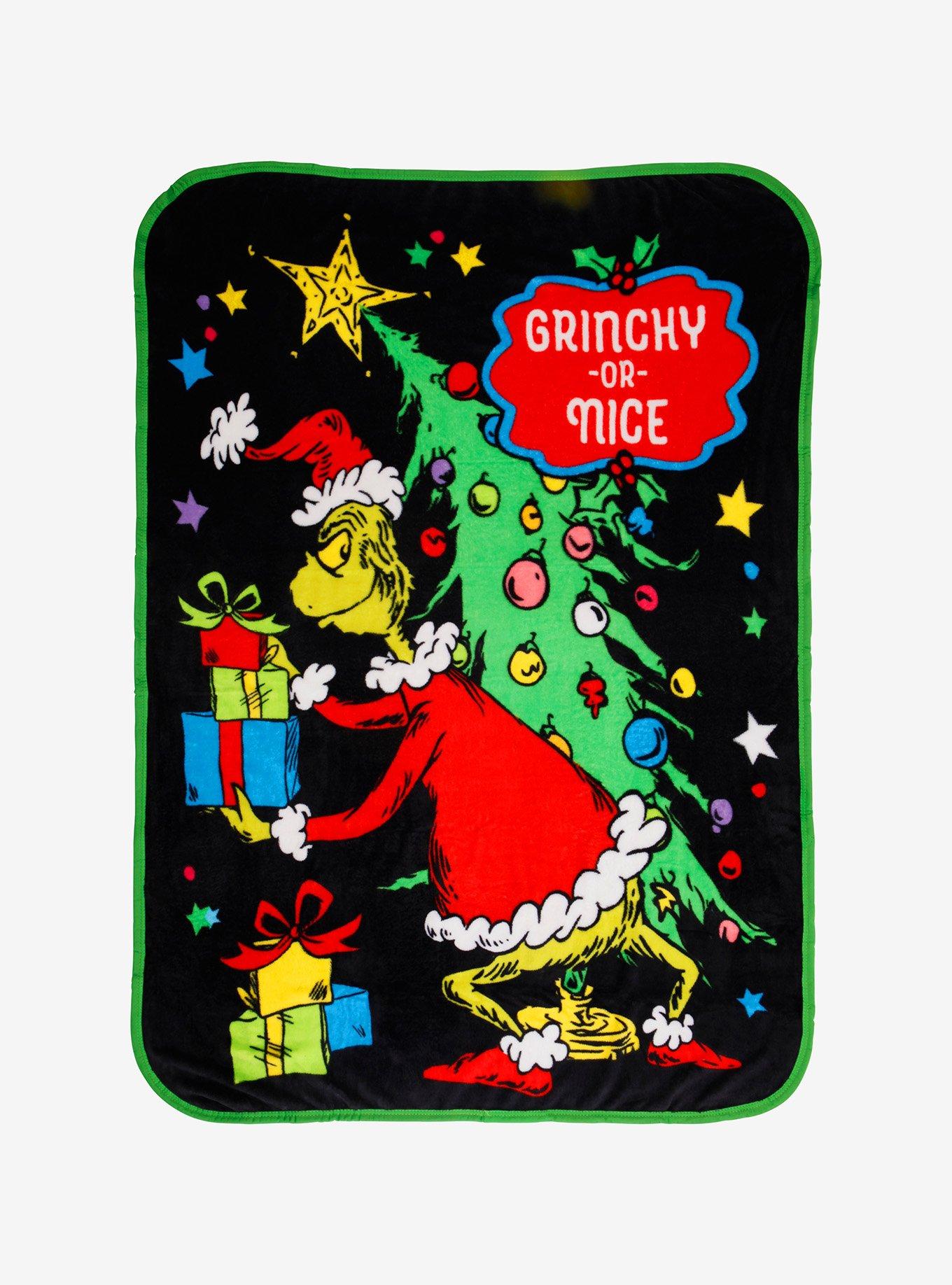 Dr. Seuss How The Grinch Stole Christmas! Grinchy Or Nice Throw Blanket, , hi-res