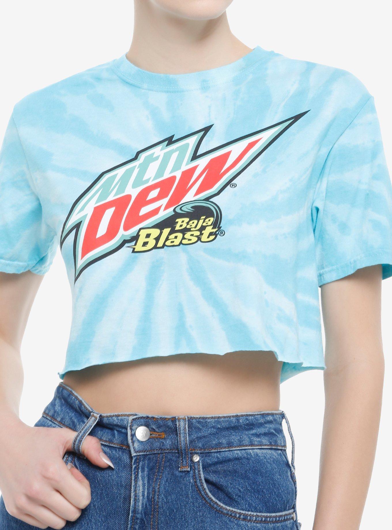 Mountain Dew Baja Blast Blue Tie-Dye Crop Girls T-Shirt, , hi-res