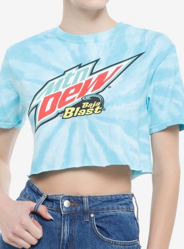 Mountain Dew Baja Blast Blue Tie-Dye Crop Girls T-Shirt | Hot Topic