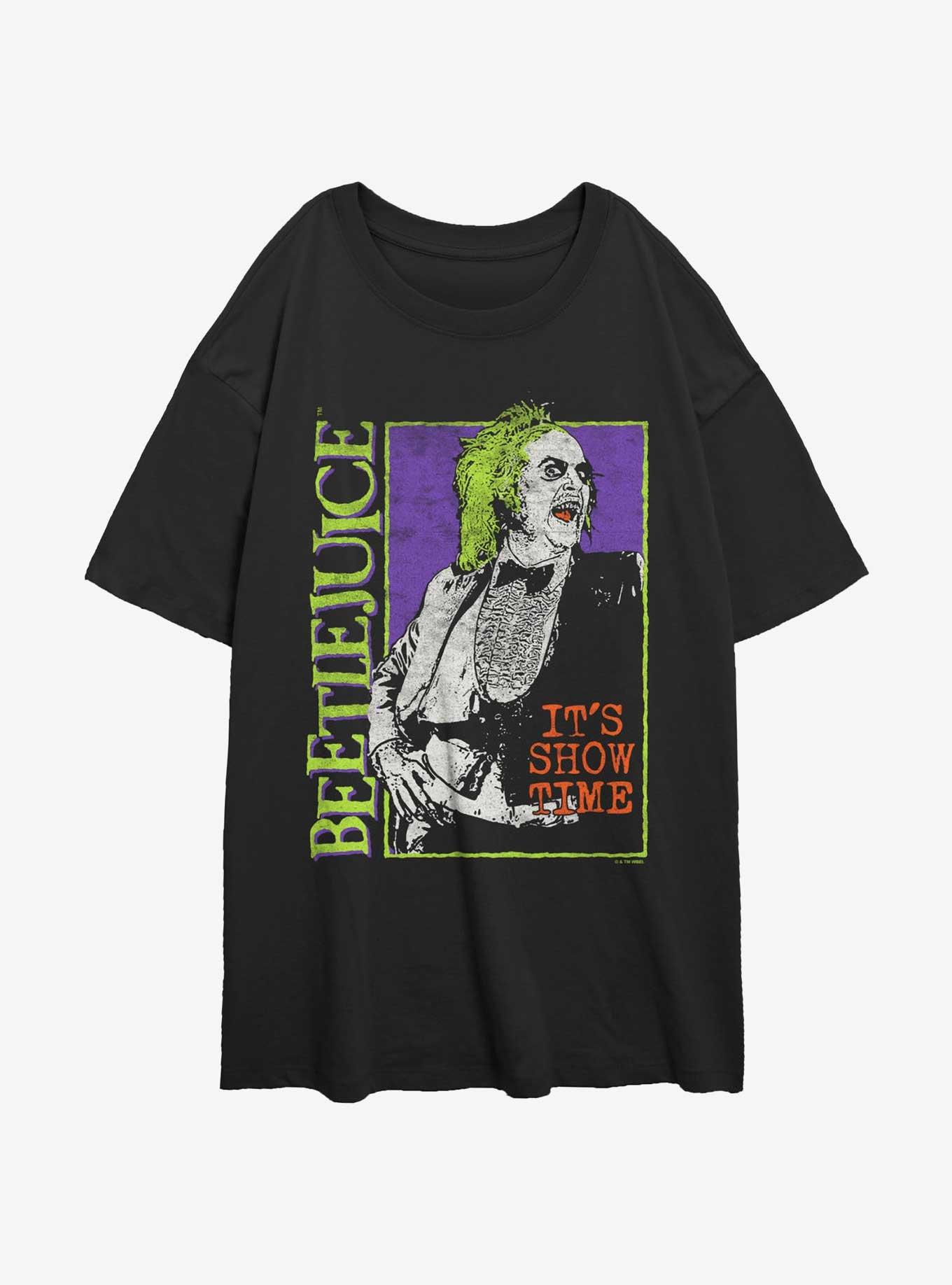 Beetlejuice Side Logo Showtime Girls Oversized T-Shirt