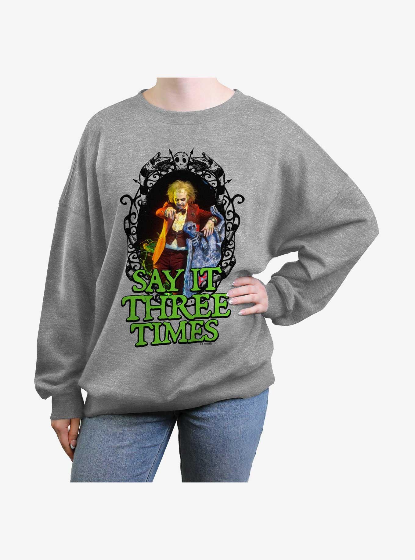 Beetlejuice Say It Three Times Girls Oversized Sweatshirt, , hi-res