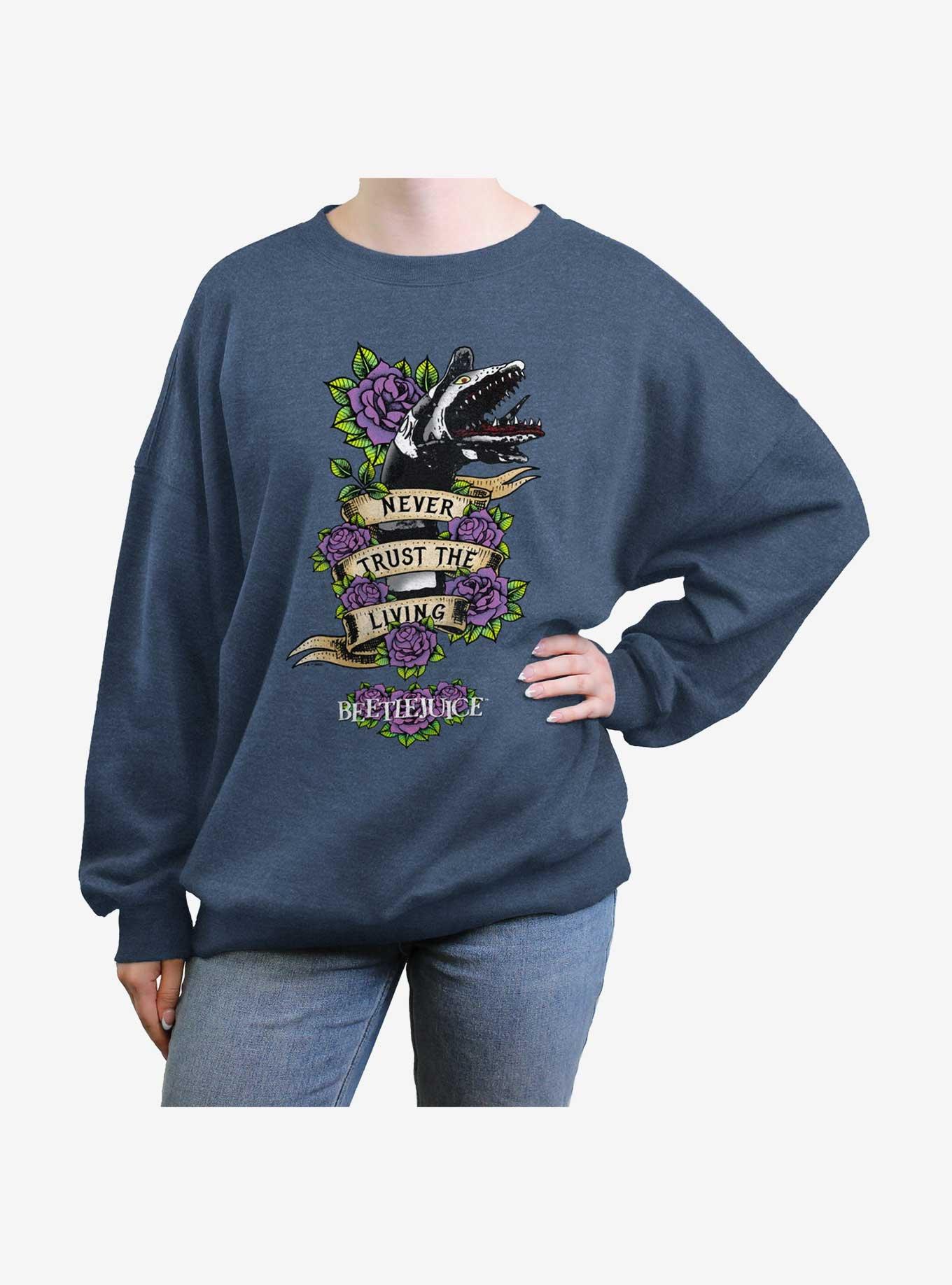 Beetlejuice Never Trust The Living Girls Oversized Sweatshirt