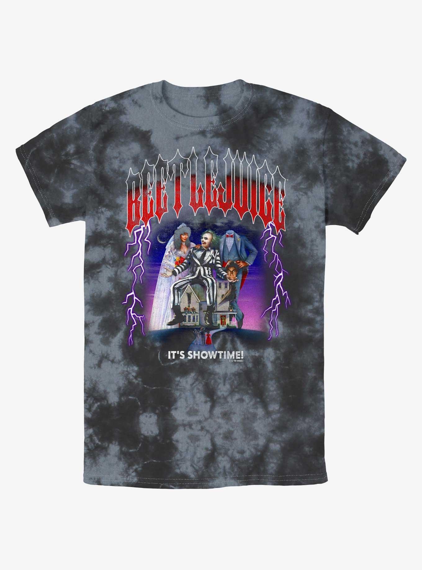 Beetlejuice Metal Lightning Tie-Dye T-Shirt, BLKCHAR, hi-res