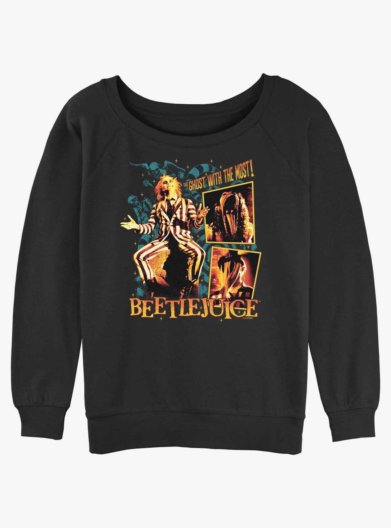 Beetlejuice Collage Boxes Girls Slouchy Sweatshirt, , hi-res