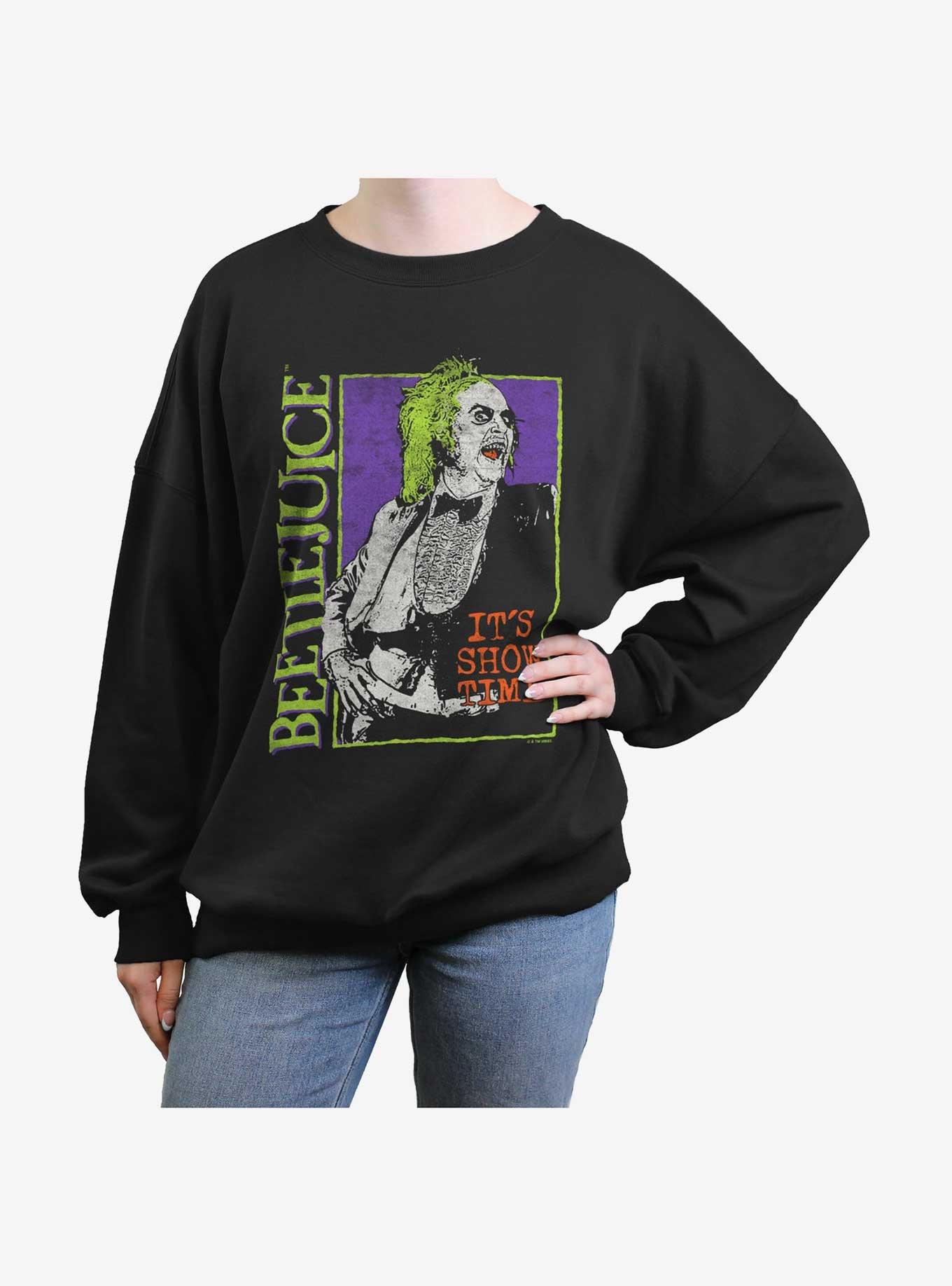 Beetlejuice Side Logo Showtime Girls Oversized Sweatshirt, , hi-res