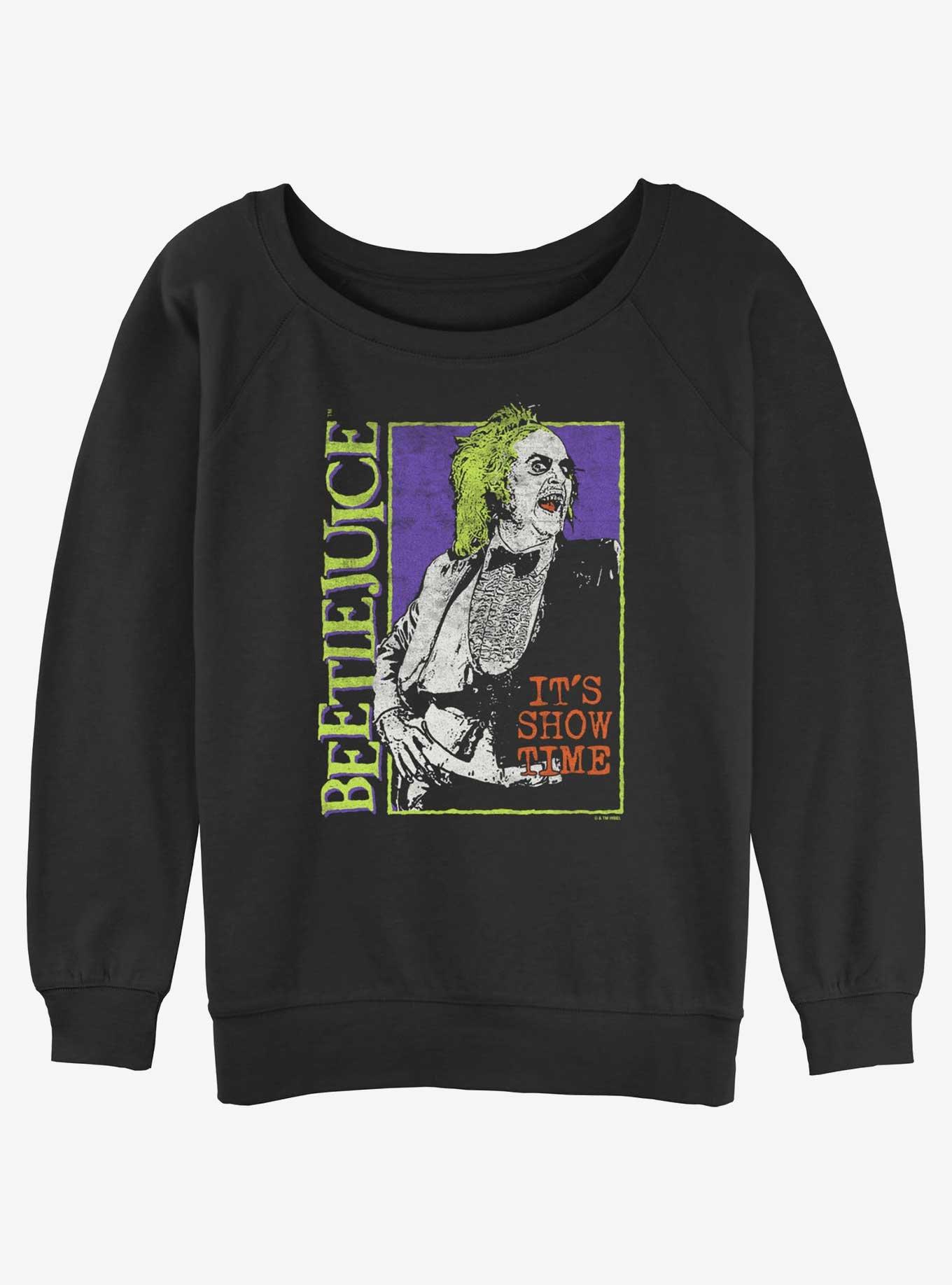 Beetlejuice Side Logo Showtime Girls Slouchy Sweatshirt, , hi-res