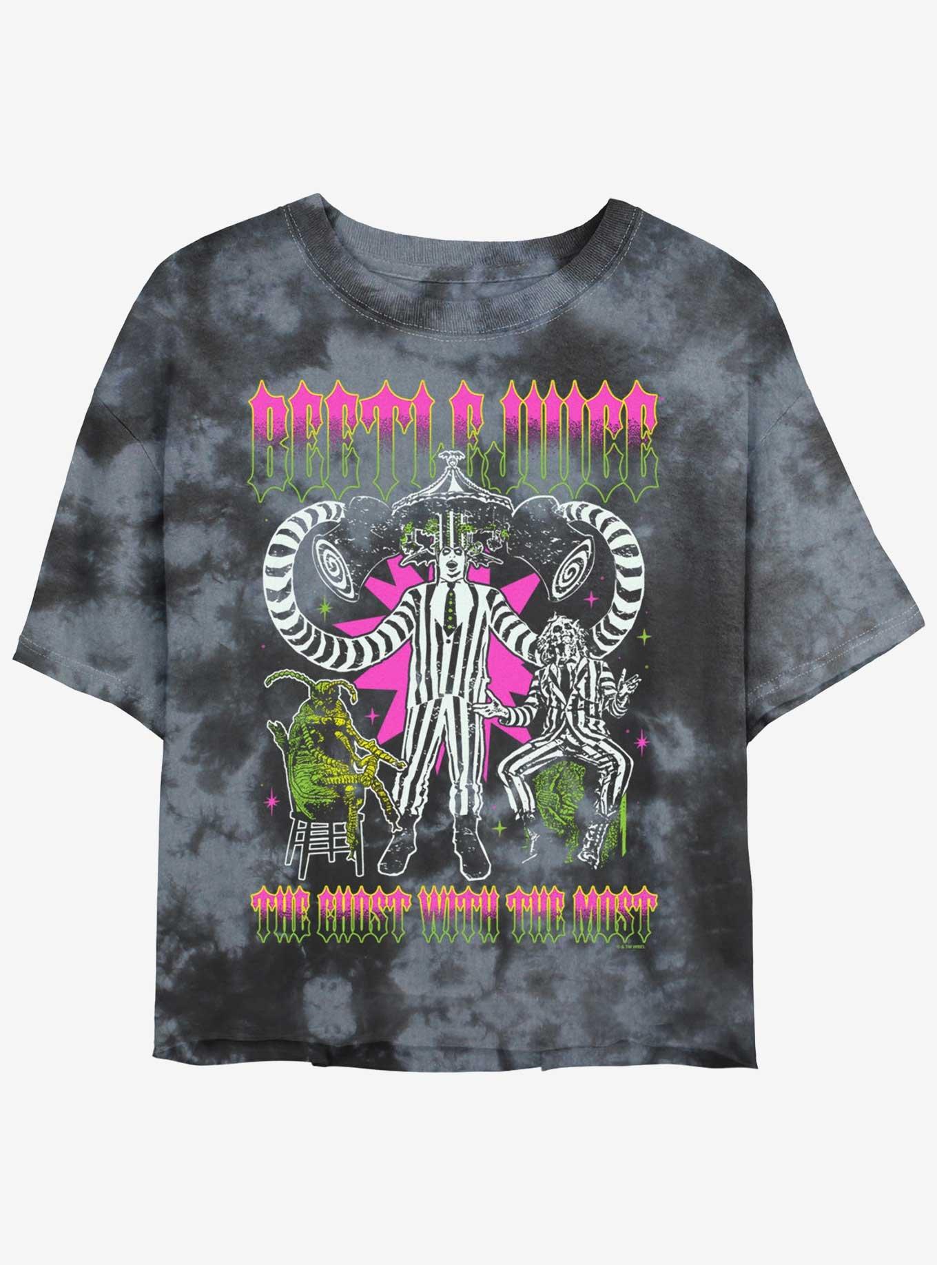 Beetlejuice Ghost With The Most Girls Tie-Dye Crop T-Shirt, , hi-res