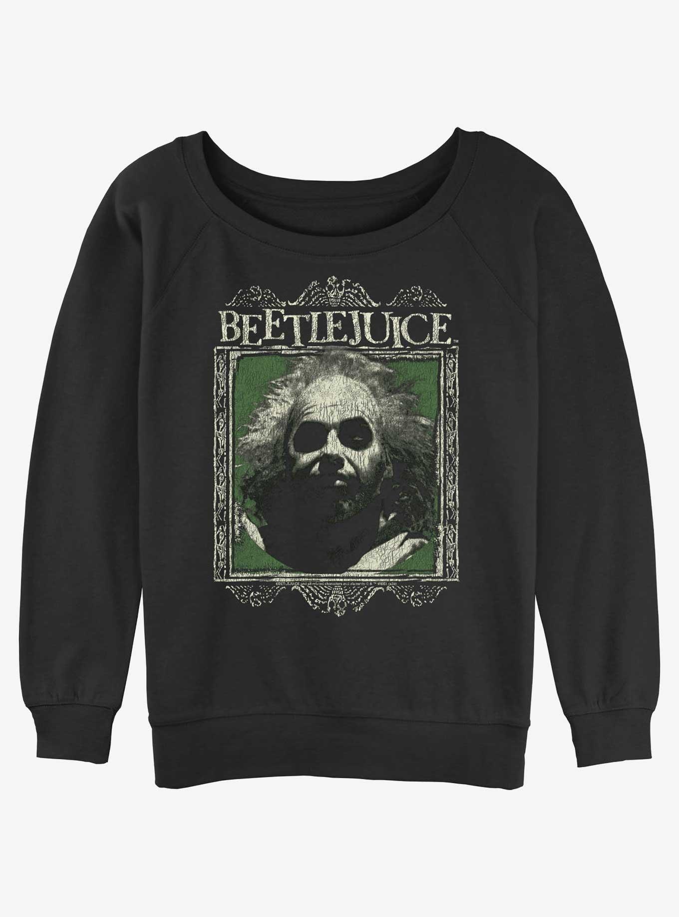 Beetlejuice Framed Girls Slouchy Sweatshirt, BLACK, hi-res