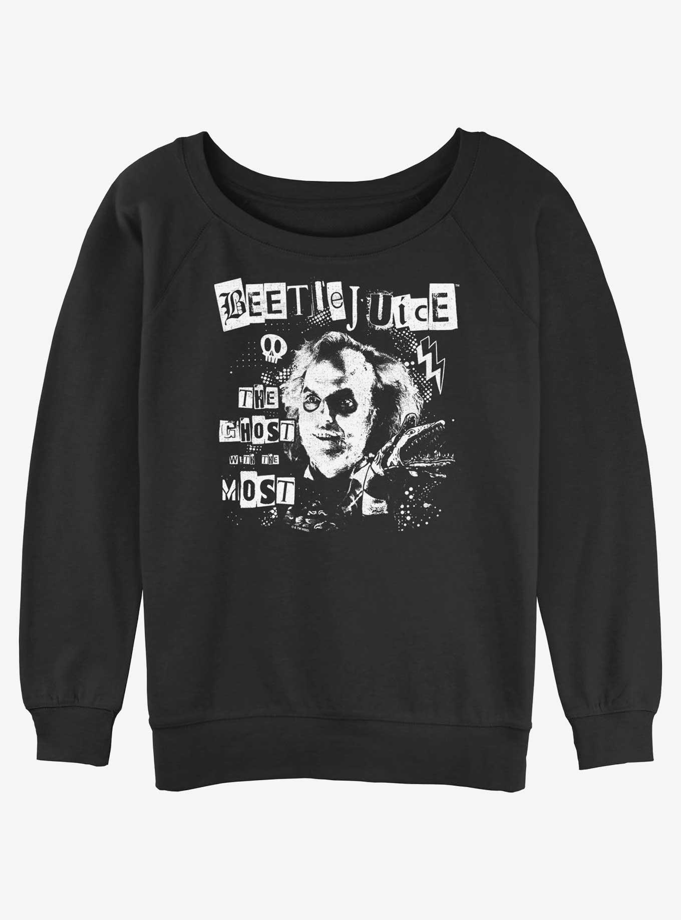 Beetlejuice Punk Girls Slouchy Sweatshirt, BLACK, hi-res