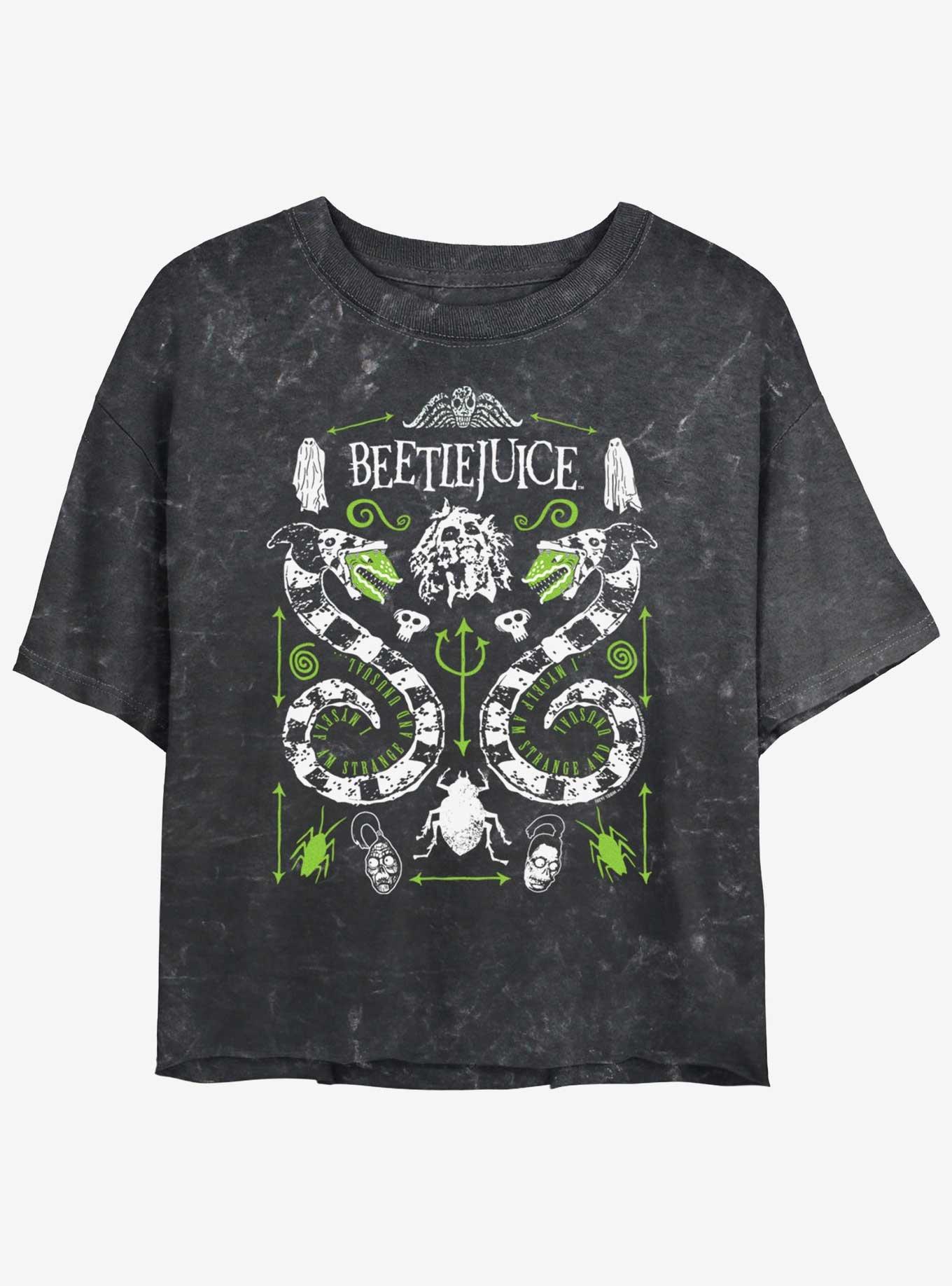 Beetlejuice Sandworm Folk Girls Mineral Wash Crop T-Shirt