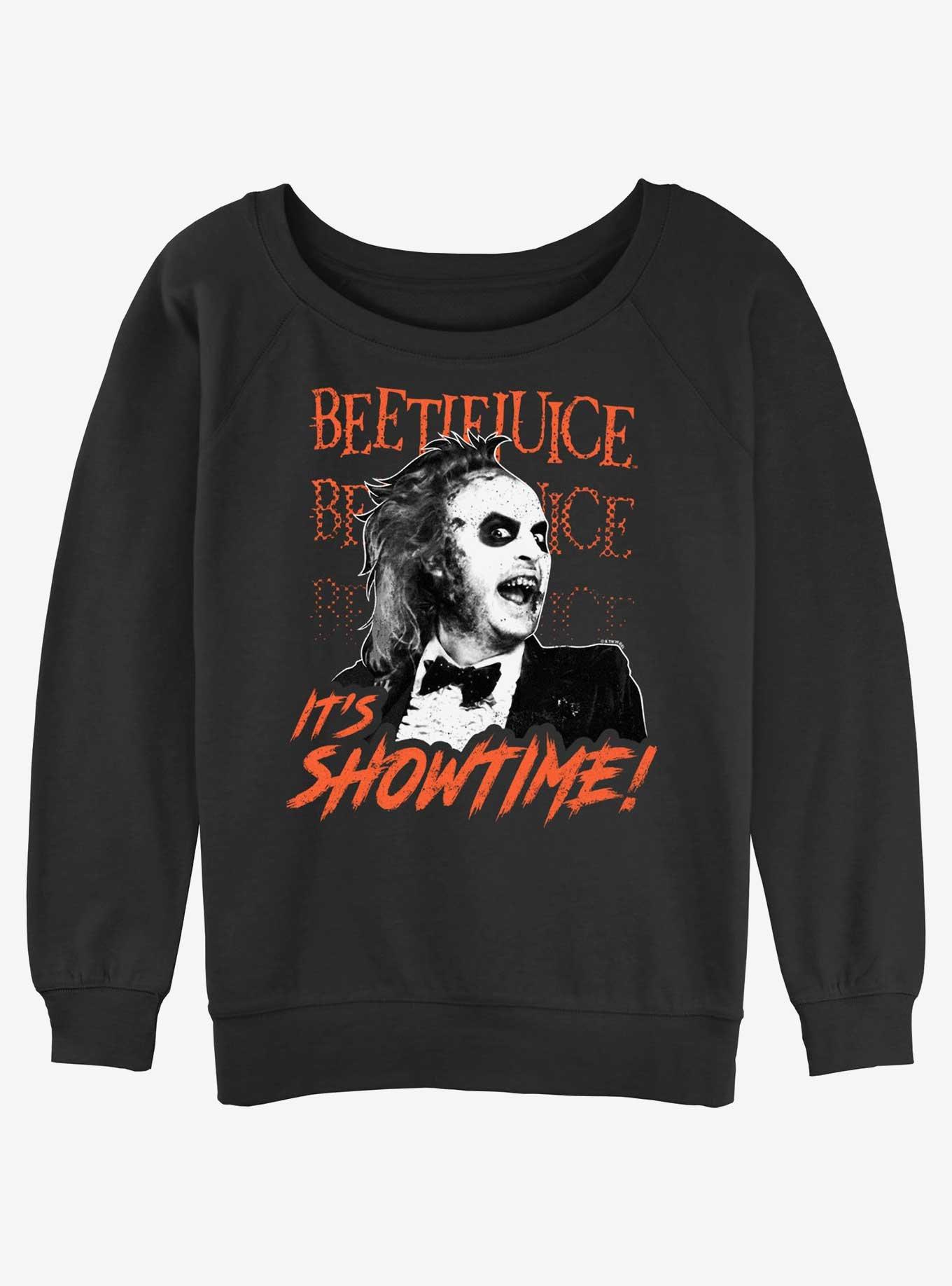 Beetlejuice It's Showtime Girls Slouchy Sweatshirt, BLACK, hi-res