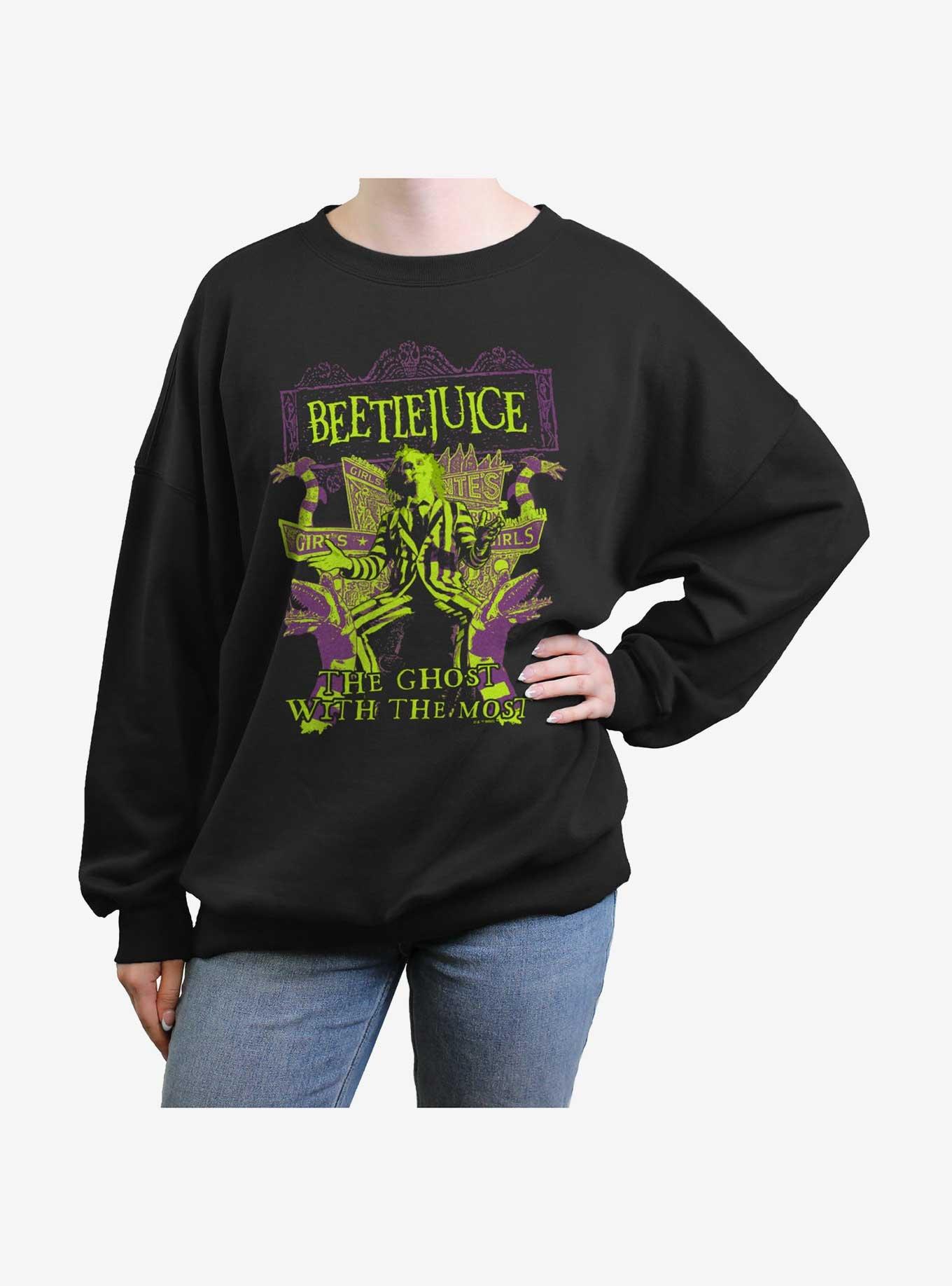 Beetlejuice Ghost With The Most Girls Oversized Sweatshirt, , hi-res