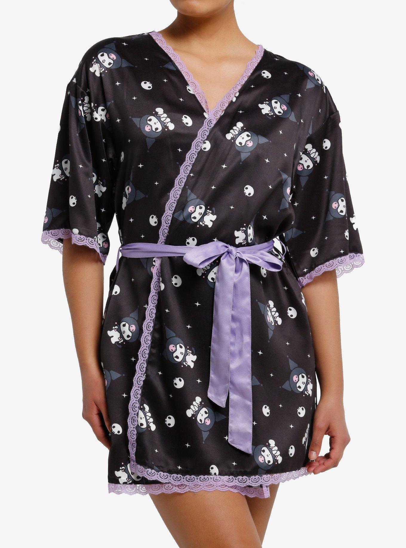 Kuromi Skull & Star Lace Trim Robe, , hi-res