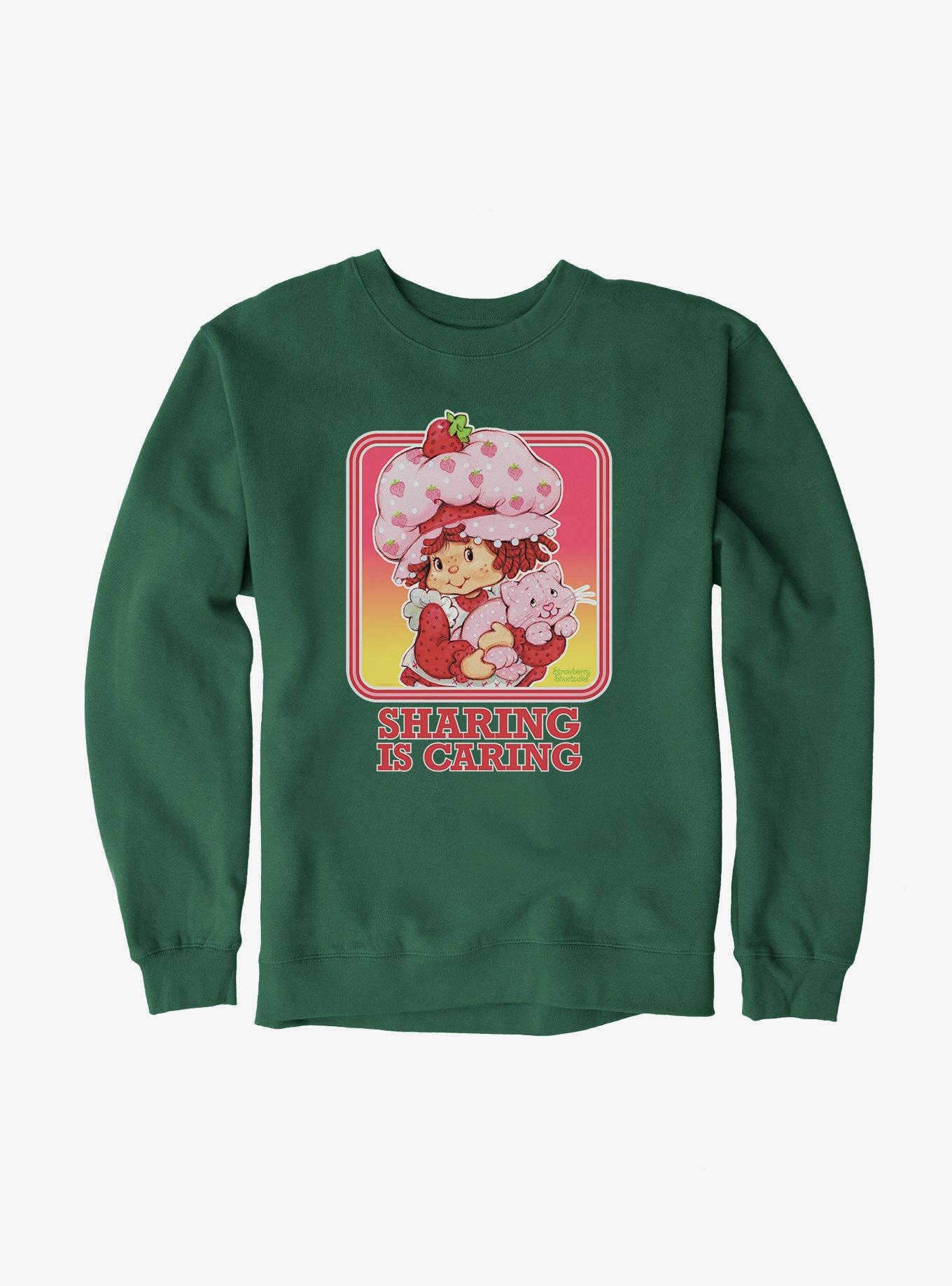 Strawberry Shortcake Vintage Sharing Is Caring Sweatshirt, FOREST GREEN, hi-res