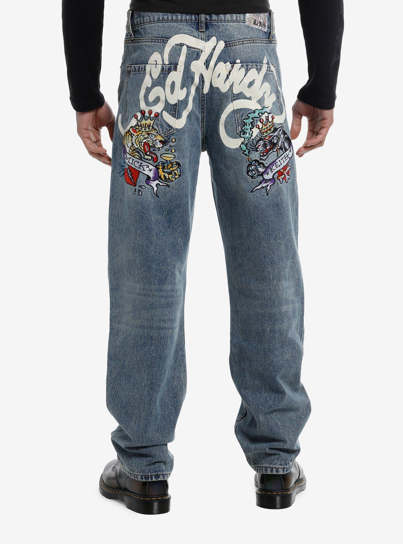 Ed Hardy Dragon Tiger Kings Denim Pants, , hi-res