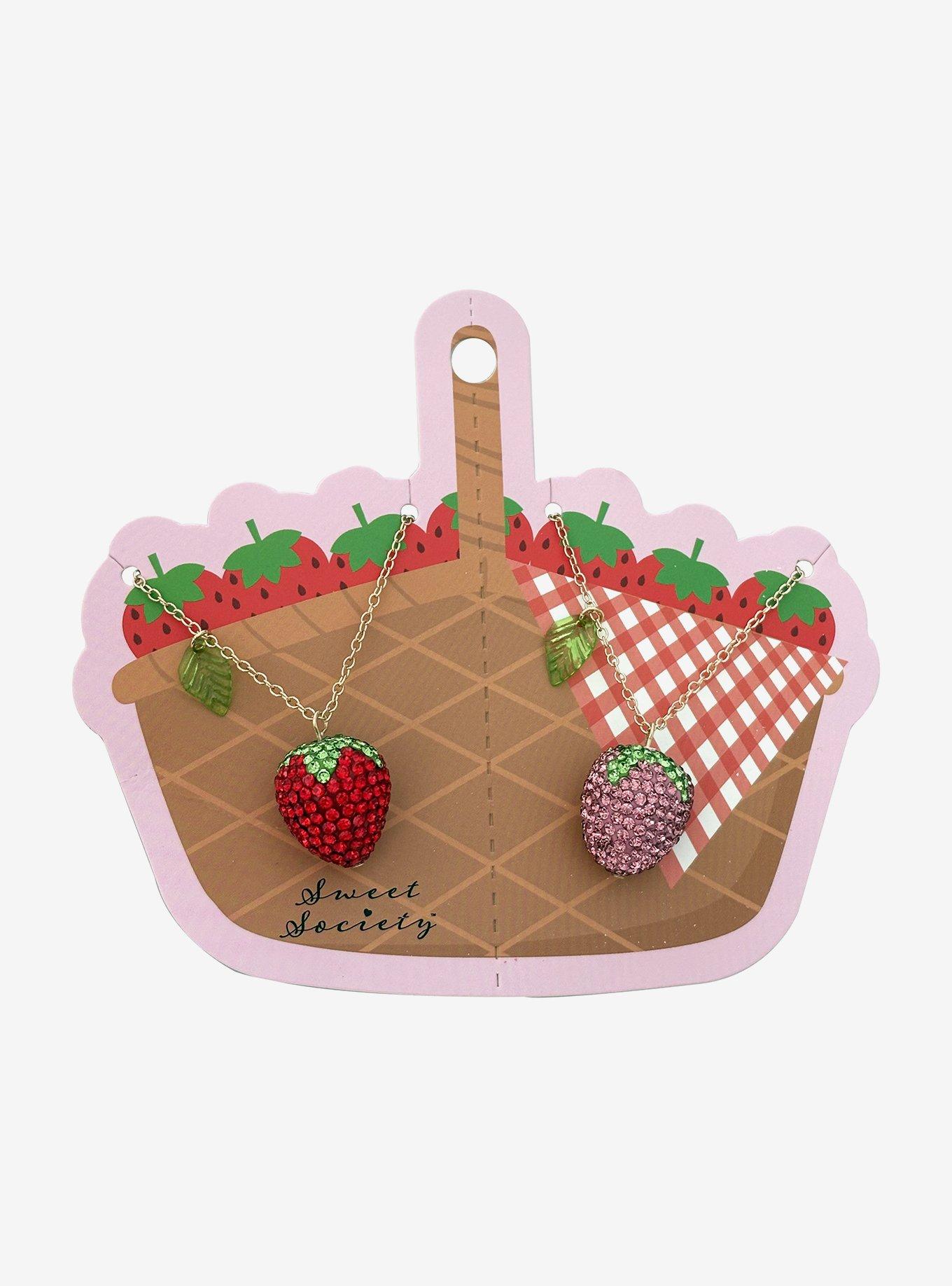 Sweet Society Strawberry Bling Best Friend Necklace Set, , hi-res