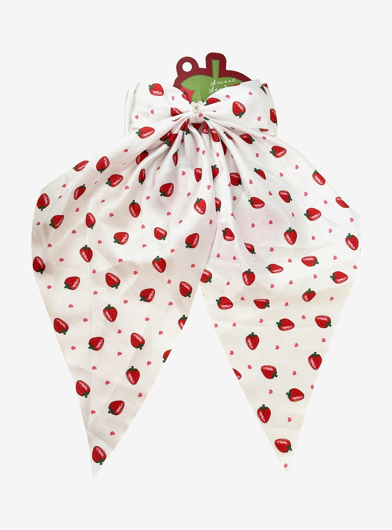 Sweet Society Strawberry & Heart Print Hair Bow, , hi-res