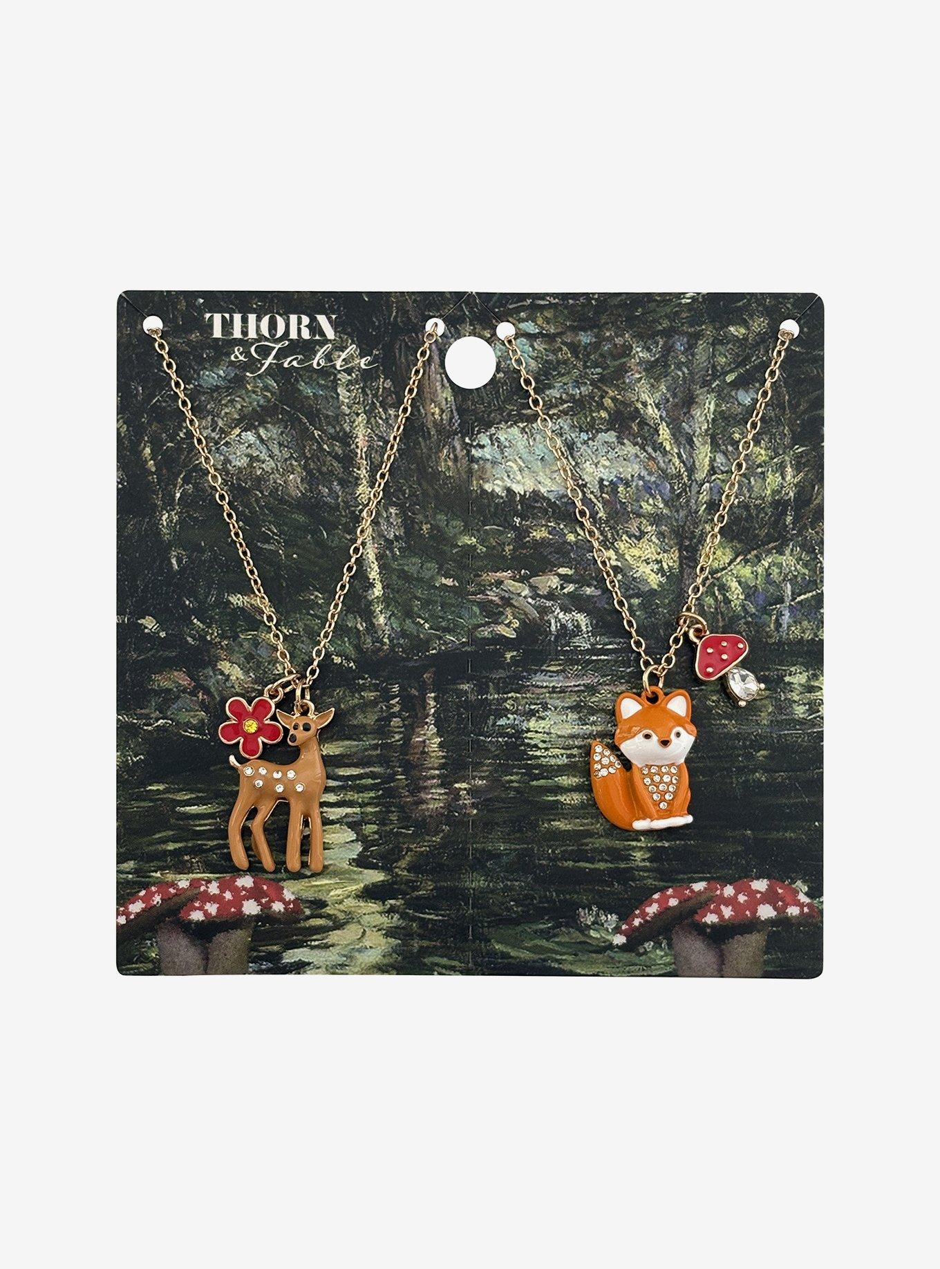 Thorn & Fable Deer & Fox Best Friend Necklace Set, , hi-res