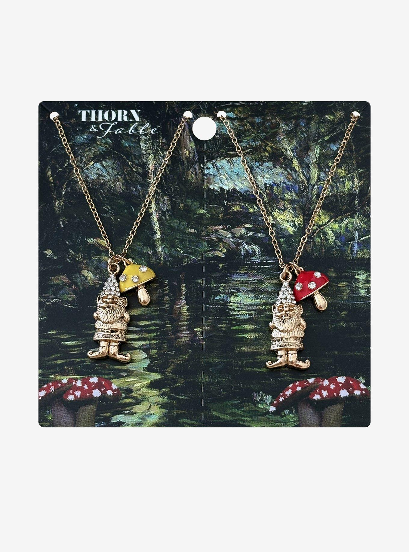 Thorn & Fable Mushroom Gnomes Best Friend Necklace Set, , hi-res