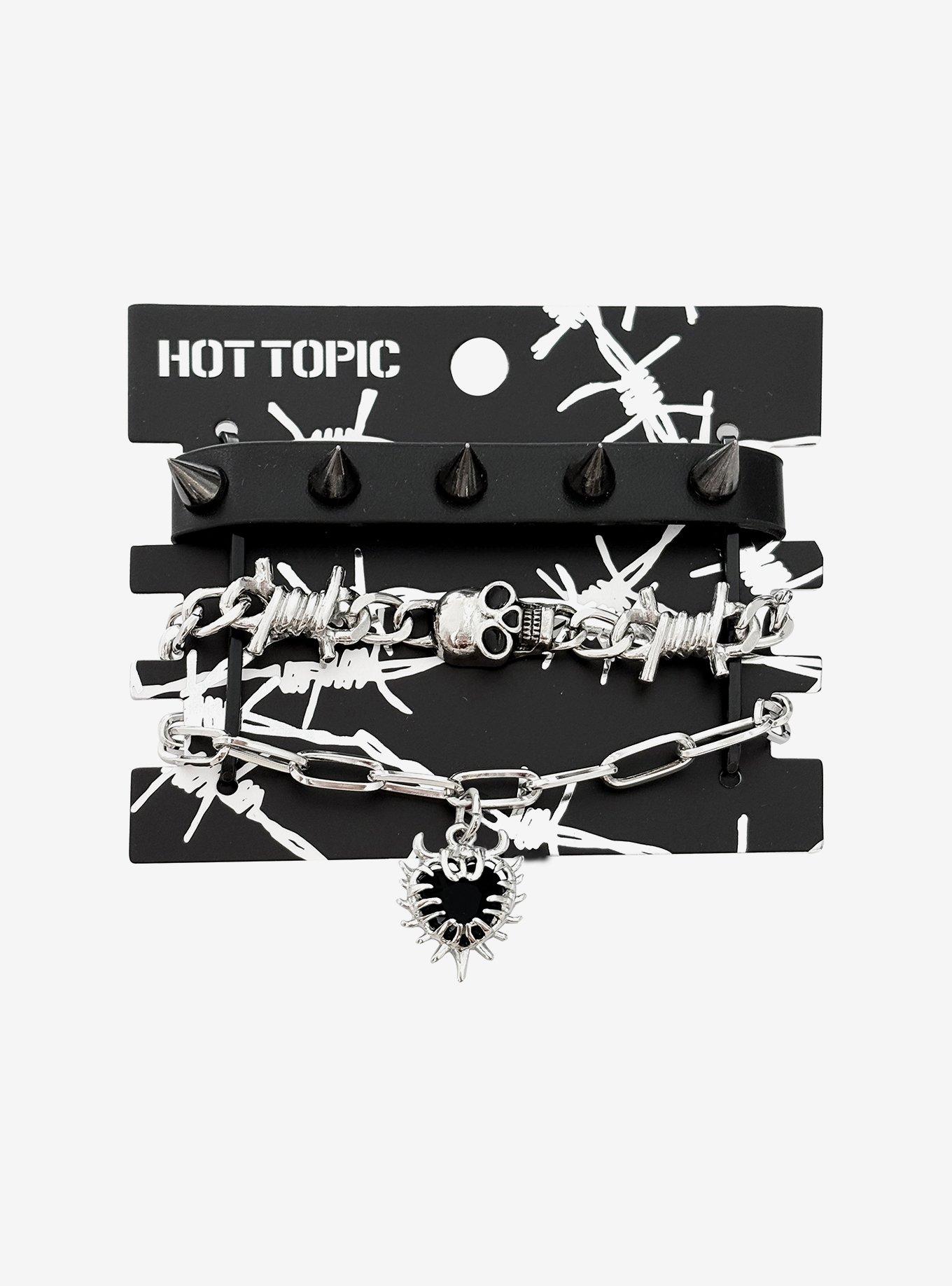 Black & Red Barbed Wire Jelly Bracelet Set