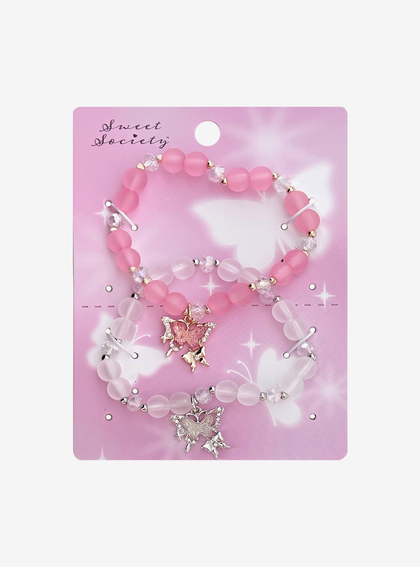 Sweet Society Beaded Butterfly Best Friend Bracelet Set, , hi-res