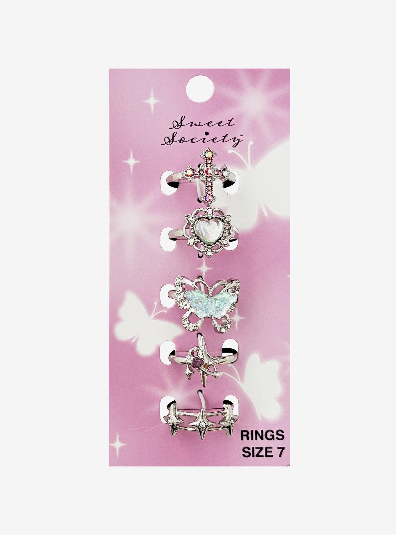 Sweet Society Pink Aurora Gem Ring Set, , hi-res