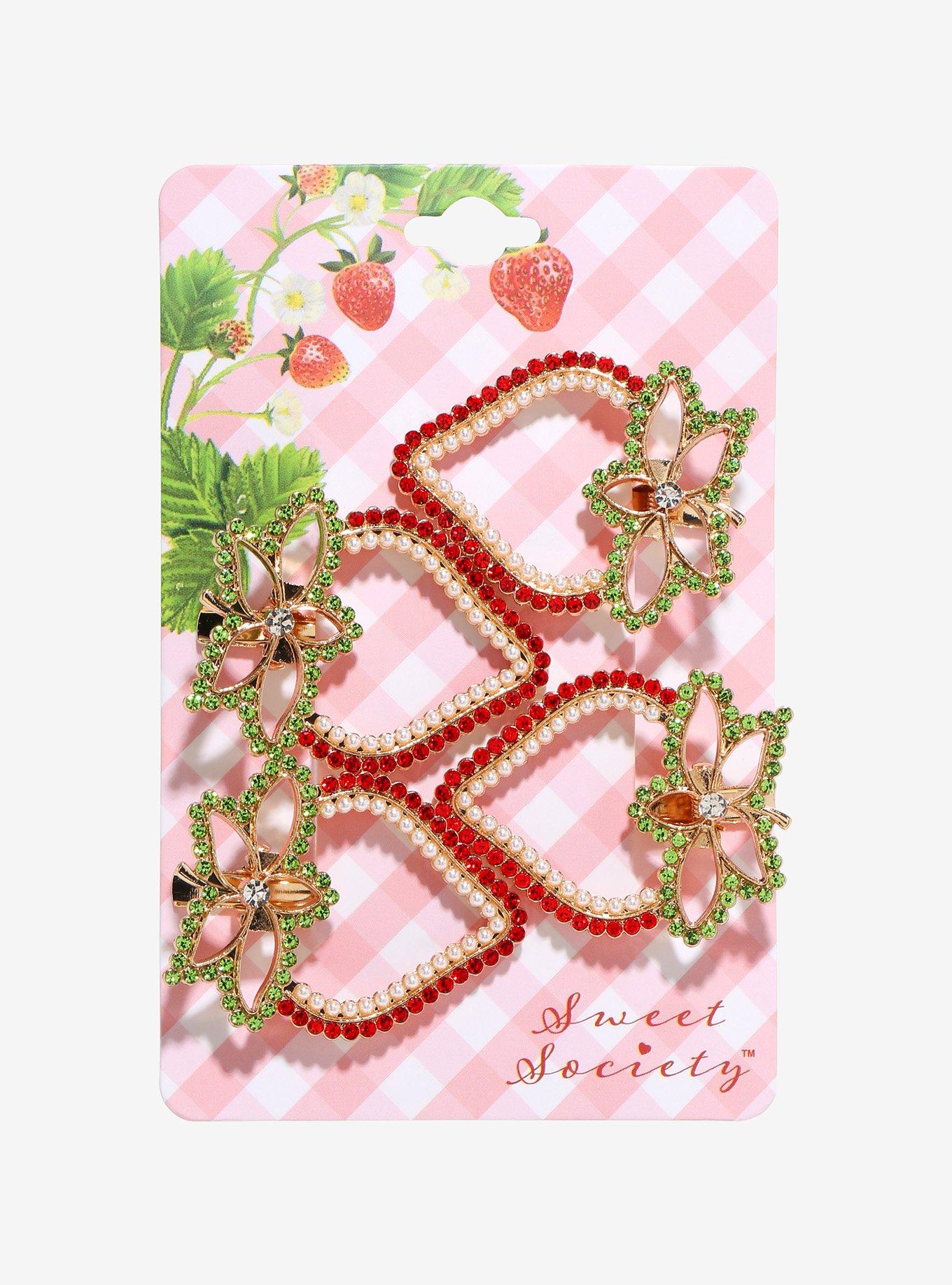 Sweet Society Bling Strawberry Hair Clip Set, , hi-res