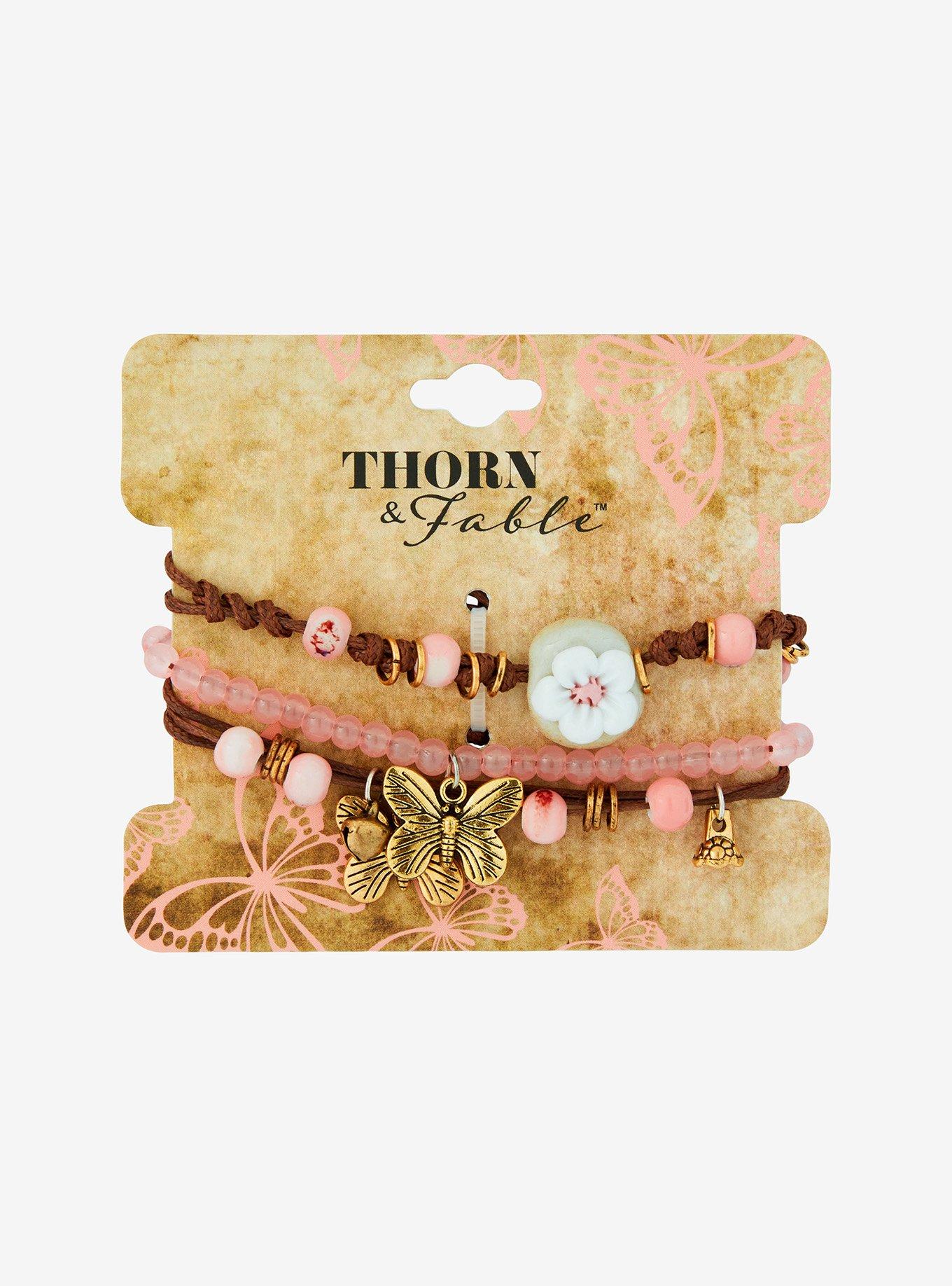 Thorn & Fable Butterfly Flower Bracelet Set, , hi-res